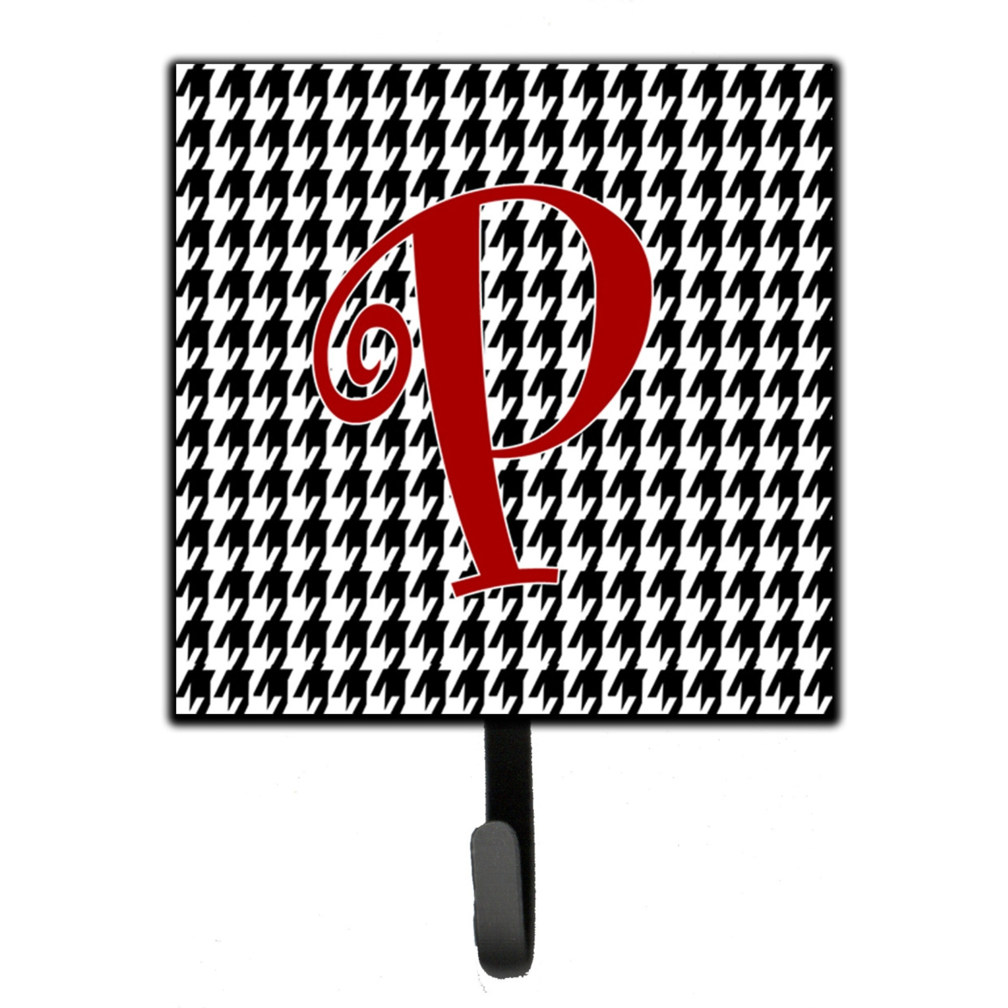 &quotCaroline's Treasures CJ1035-PSH4 Letter P Initial Monogram-Hounds Tooth Black Leash Holder or Key Hook, Small, Multicolor"