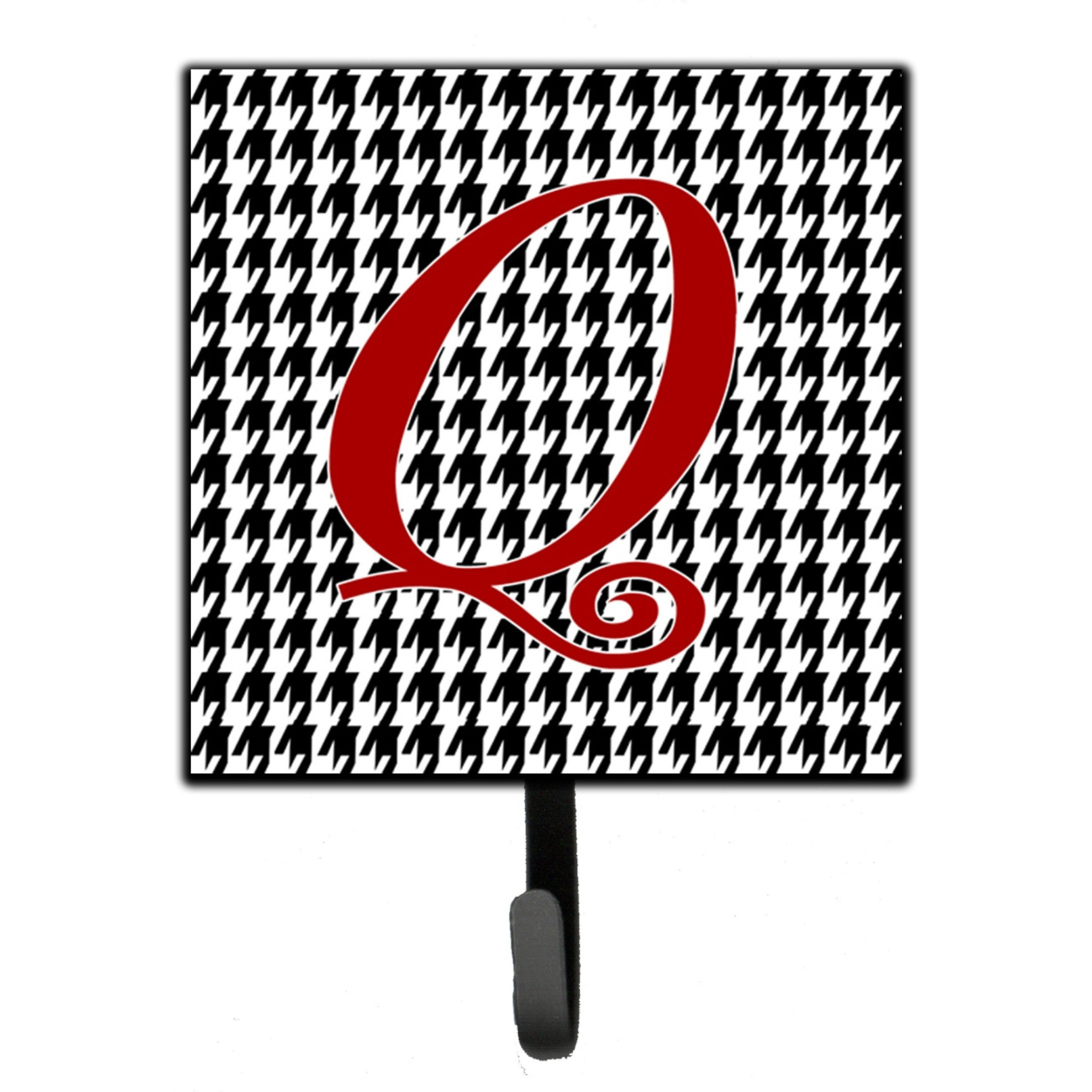 &quotCaroline's Treasures CJ1035-QSH4 Letter Q Initial Monogram-Hounds Tooth Black Leash Holder or Key Hook, Small, Multicolor"