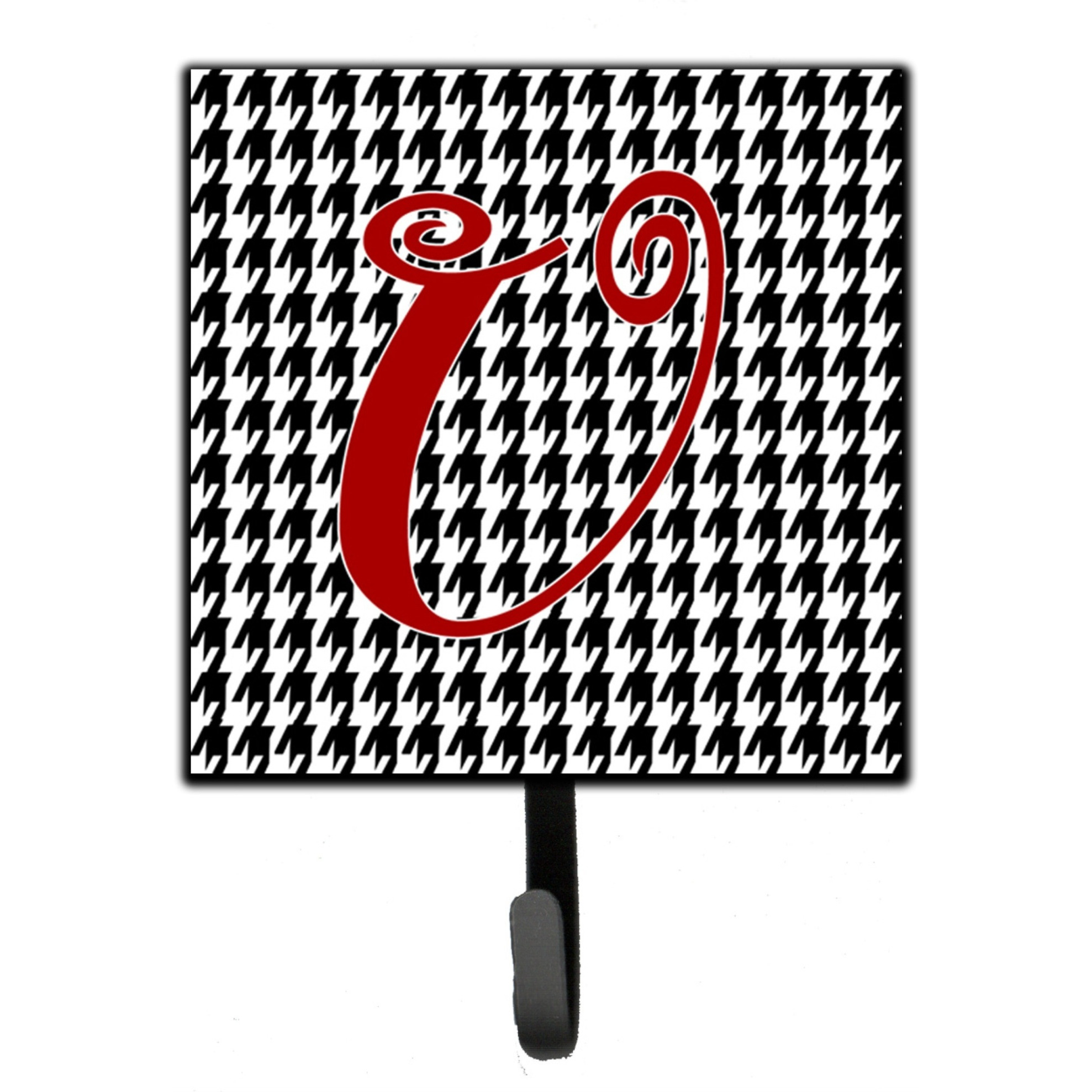 &quotCaroline's Treasures CJ1035-USH4 Letter U Initial Monogram-Hounds Tooth Black Leash Holder or Key Hook, Small, Multicolor"