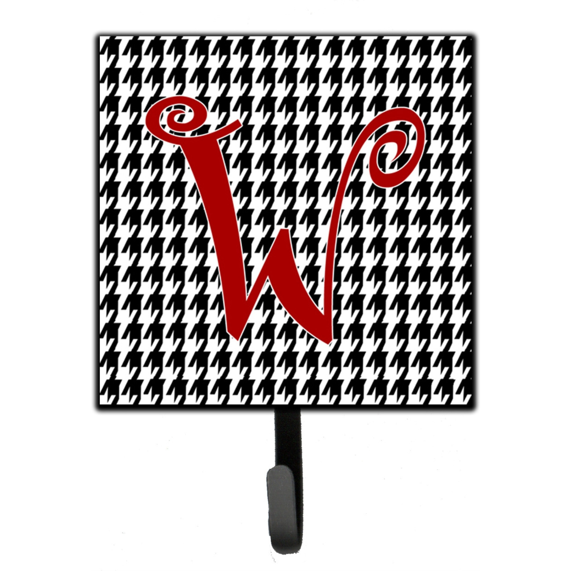 &quotCaroline's Treasures CJ1035-WSH4 Letter W Initial Monogram-Hounds Tooth Black Leash Holder or Key Hook, Small, Multicolor"