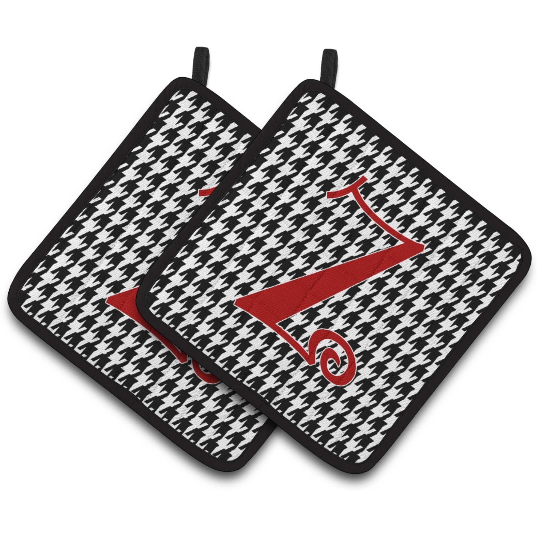 &quotCaroline's Treasures Monogram Initial Z Houndstooth black Pair of Pot Holders CJ1035-ZPTHD, 7.5HX7.5W, Multicolor"