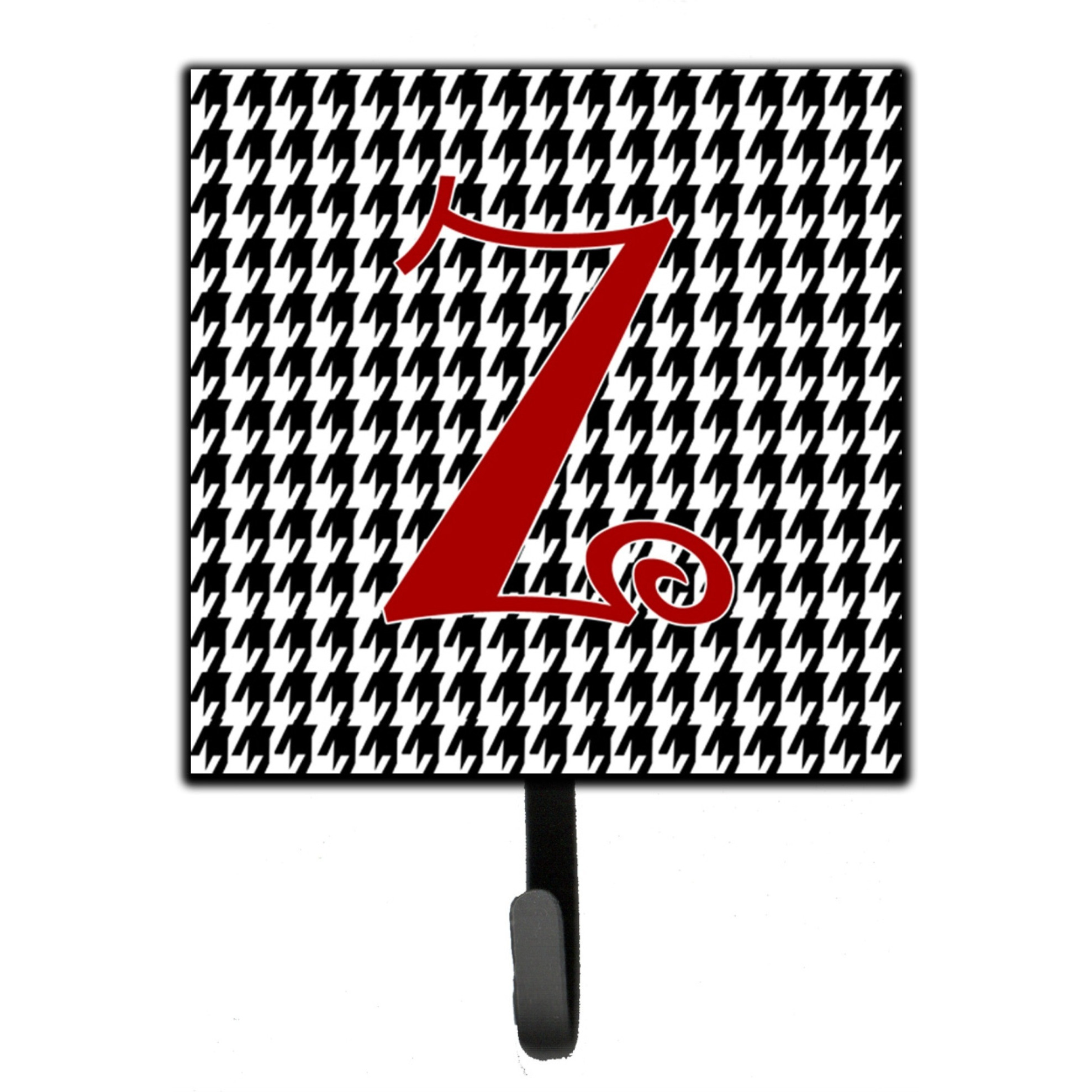 &quotCaroline's Treasures CJ1035-ZSH4 Letter Z Initial Monogram-Hounds Tooth Black Leash Holder or Key Hook, Small, Multicolor"