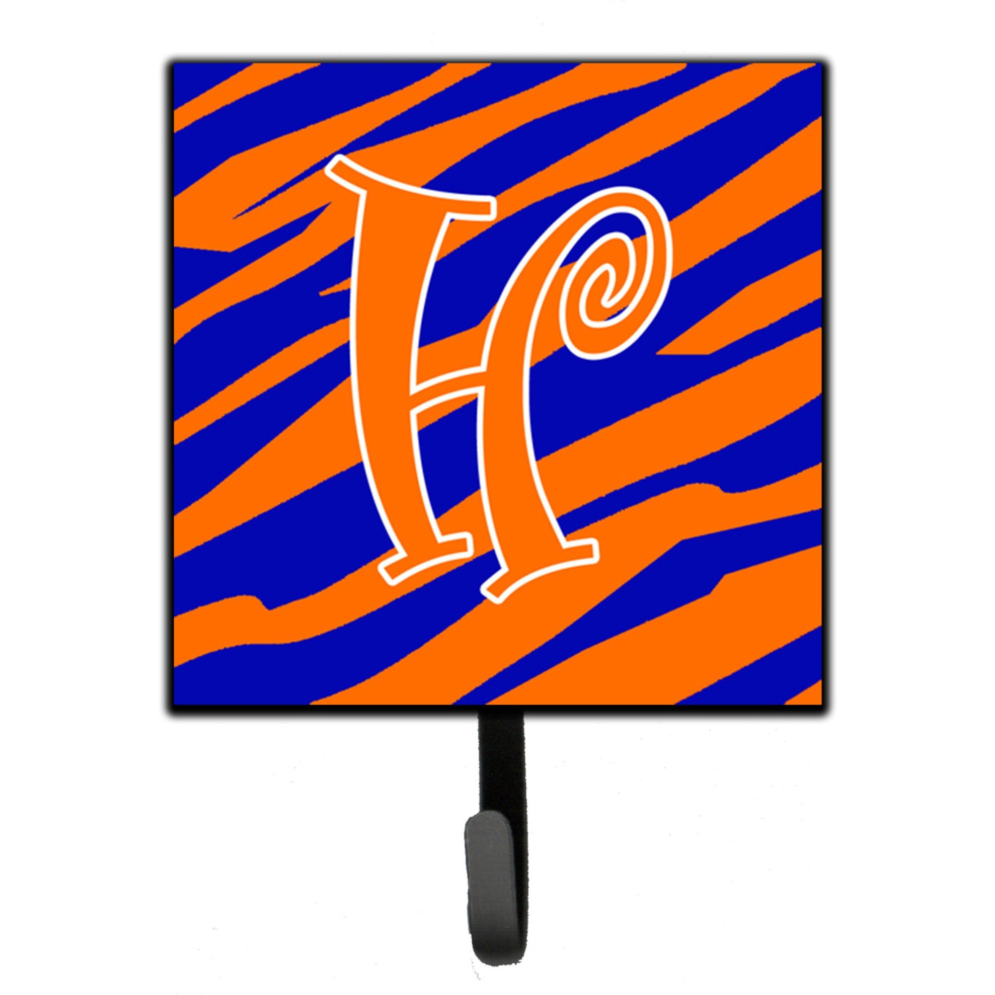 &quotCaroline's Treasures CJ1036-HSH4 Letter H Initial Tiger Stripe Blue and Orange Leash Holder or Key Hook, Small, Multicolor"