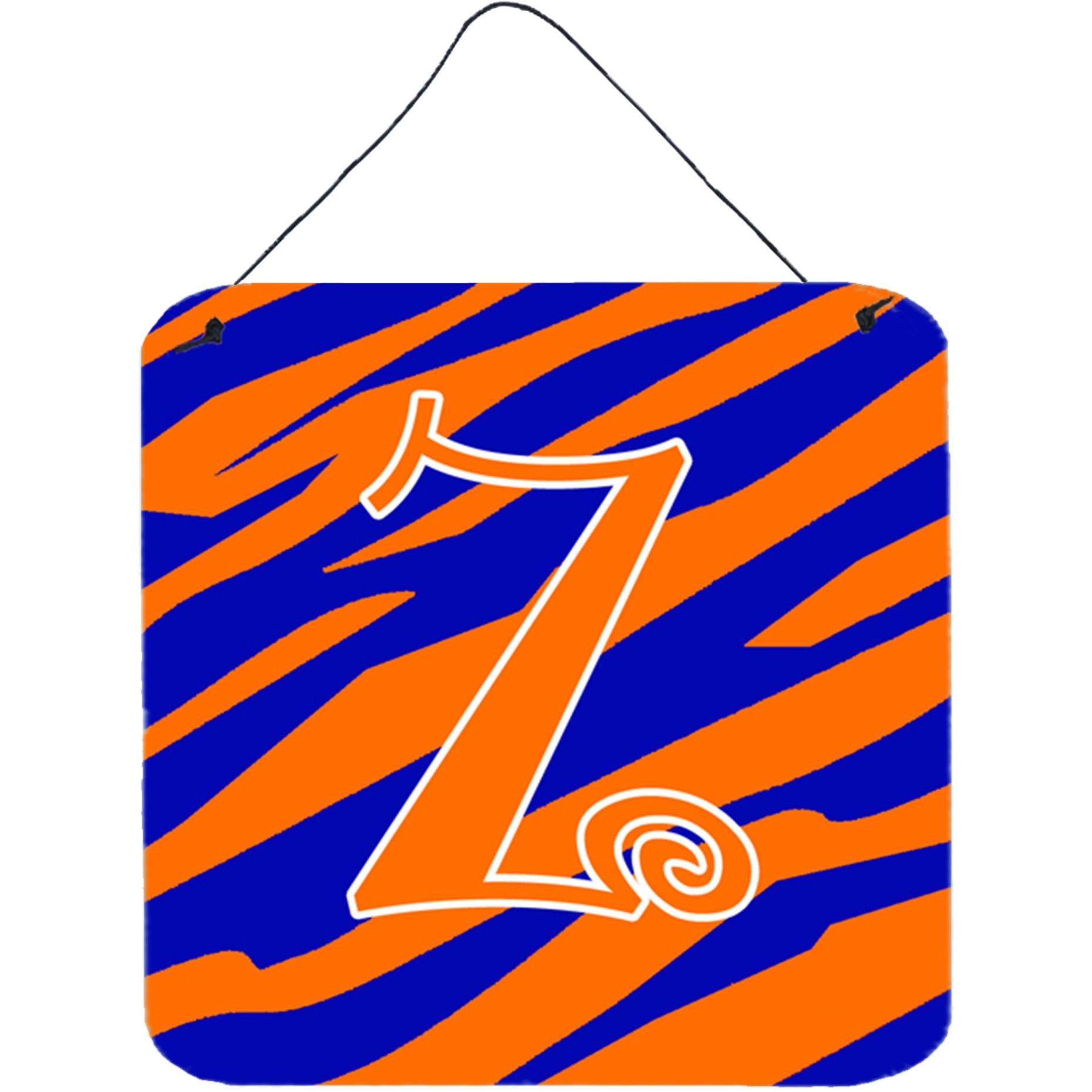 &quotCaroline's Treasures Letter Z Initial Tiger Stripe Blue and Orange Wall or Door Hanging Prints, 6 x 6"", Multicolor"