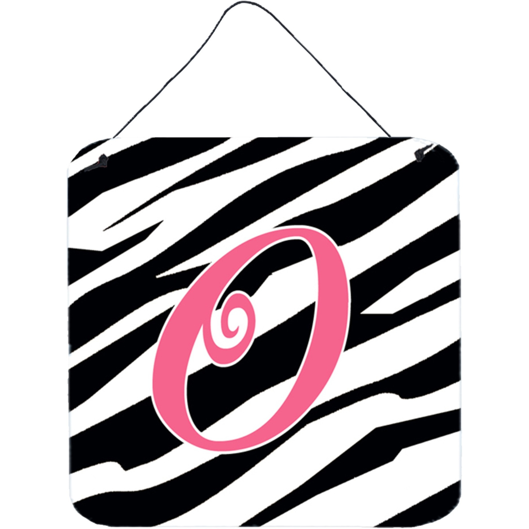 &quotCaroline's Treasures Letter O Initial Zebra Stripe and Pink Wall or Door Hanging Prints, 6 x 6"", Multicolor"