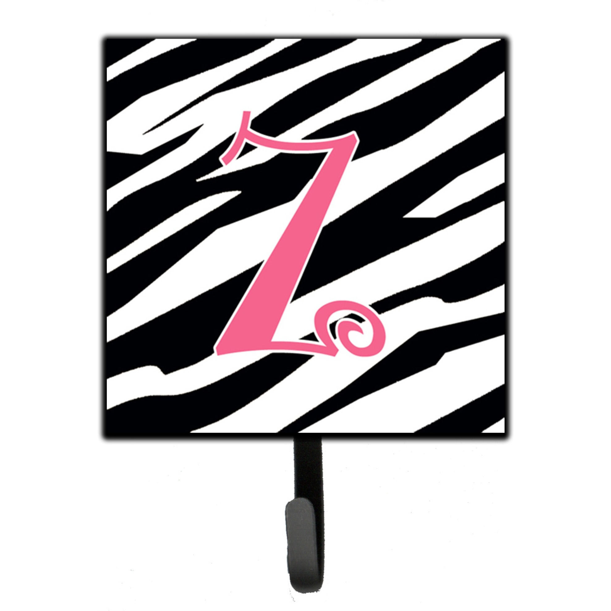 &quotCaroline's Treasures CJ1037-ZSH4 Letter Z Initial Monogram-Zebra Stripe and Pink Leash Holder or Key Hook, Small, Multicolor"