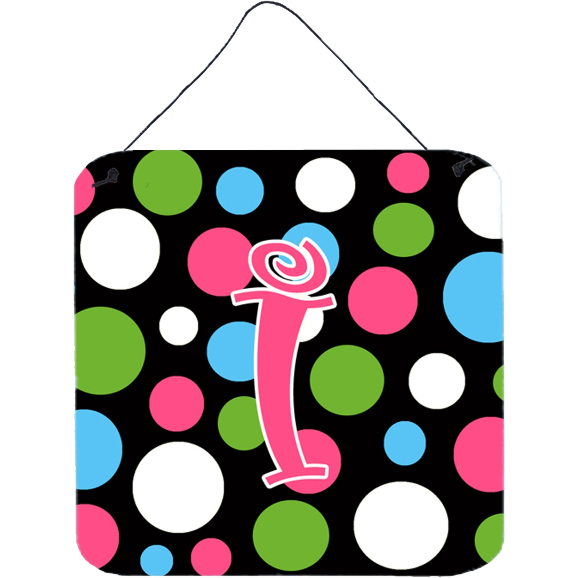 &quotCaroline's Treasures Letter I Initial Monogram-Polka dots and Pink Wall or Door Hanging Prints, 6 x 6"", Multicolor"