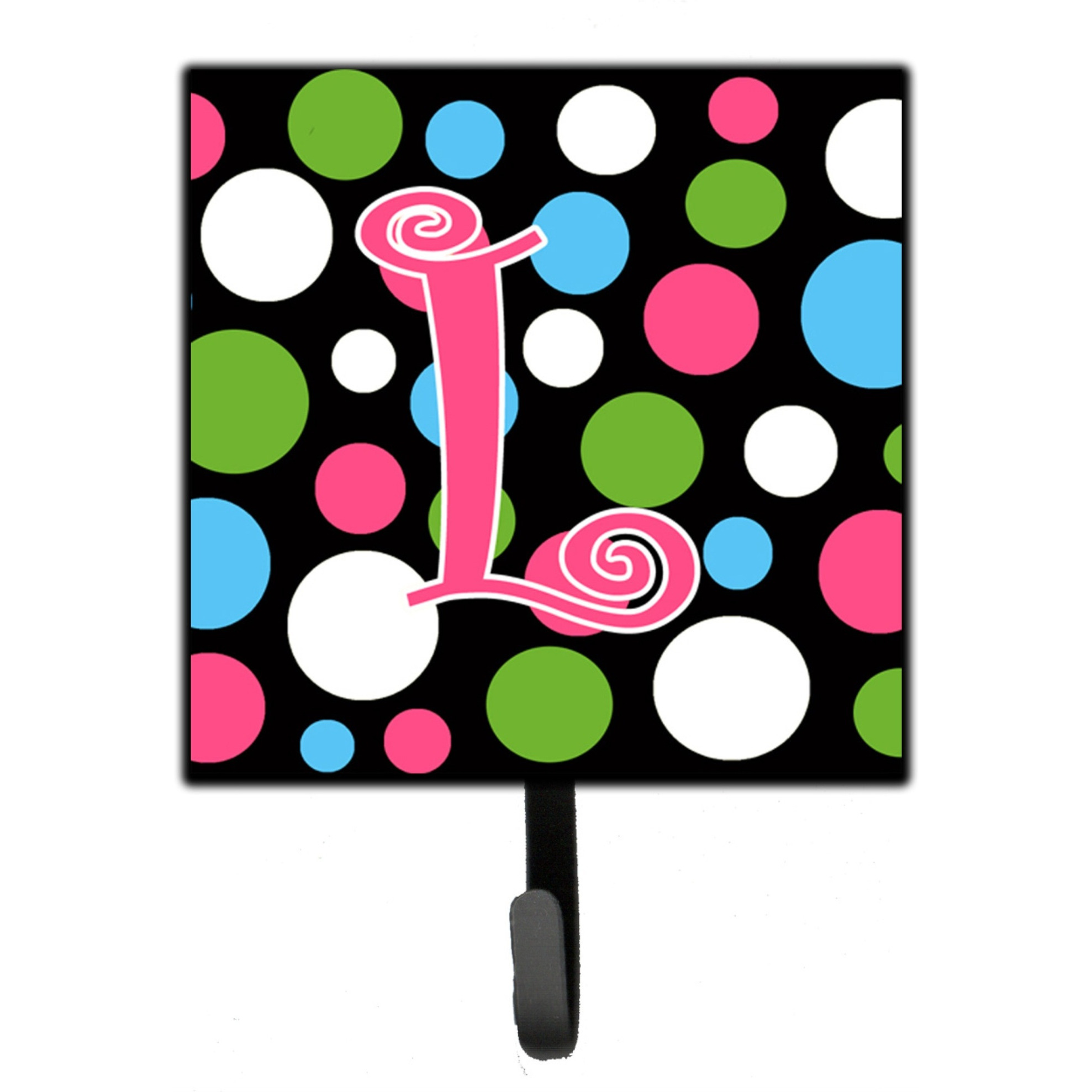 &quotCaroline's Treasures CJ1038-LSH4 Letter L Initial Monogram-Polka Dots and Pink Leash Holder or Key Hook, Small, Multicolor"