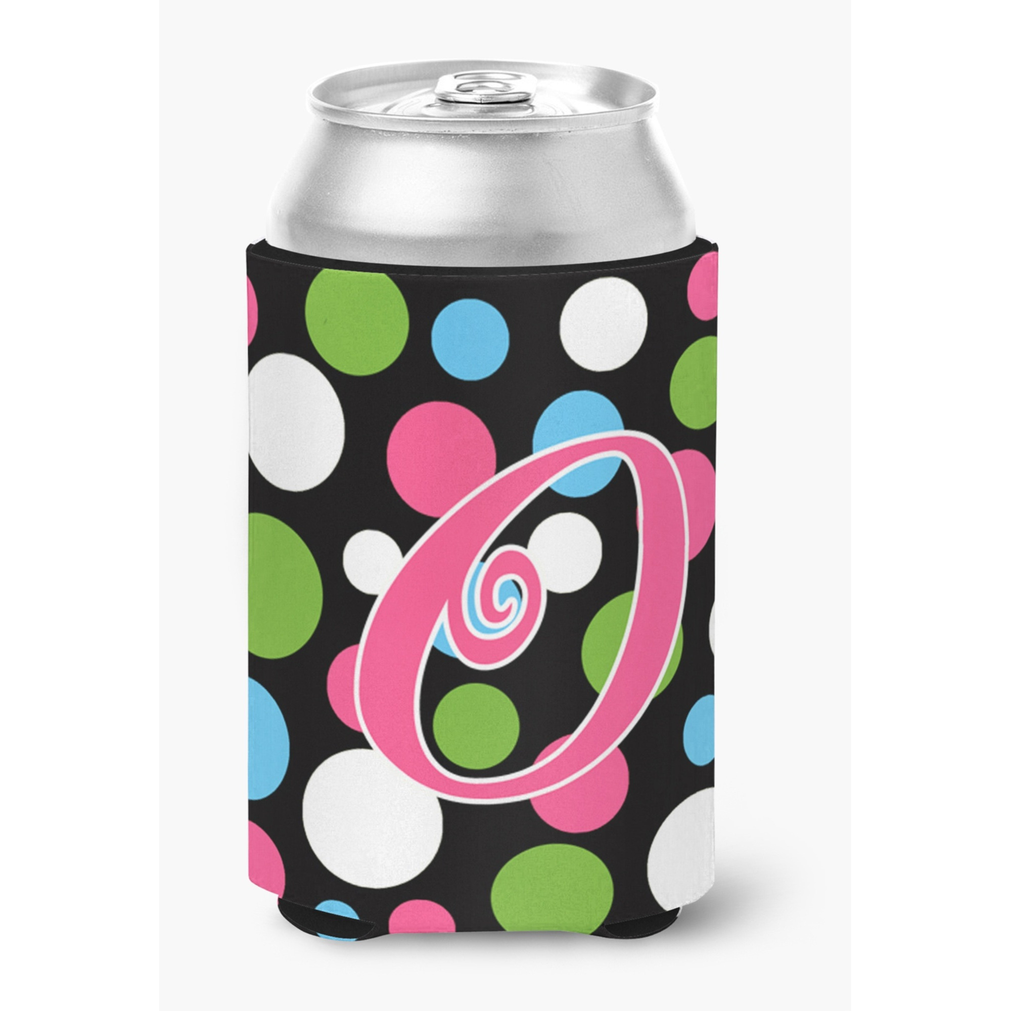Letter O Initial Monogram - Polkadots and Pink Can or Bottle Beverage Insulator Hugger
