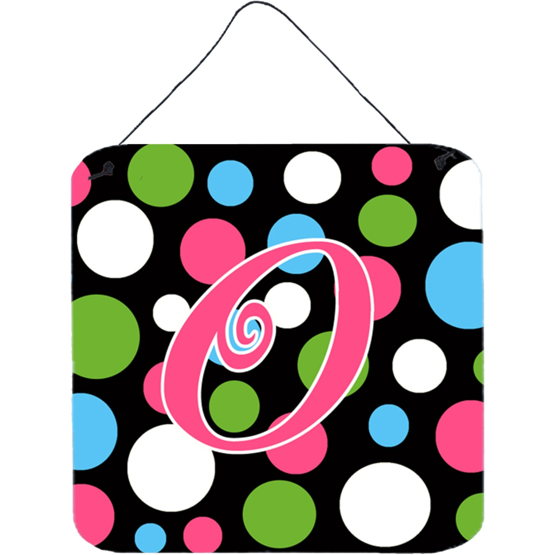 &quotCaroline's Treasures Letter O Initial Monogram-Polka dots and Pink Wall or Door Hanging Prints, 6 x 6"", Multicolor"