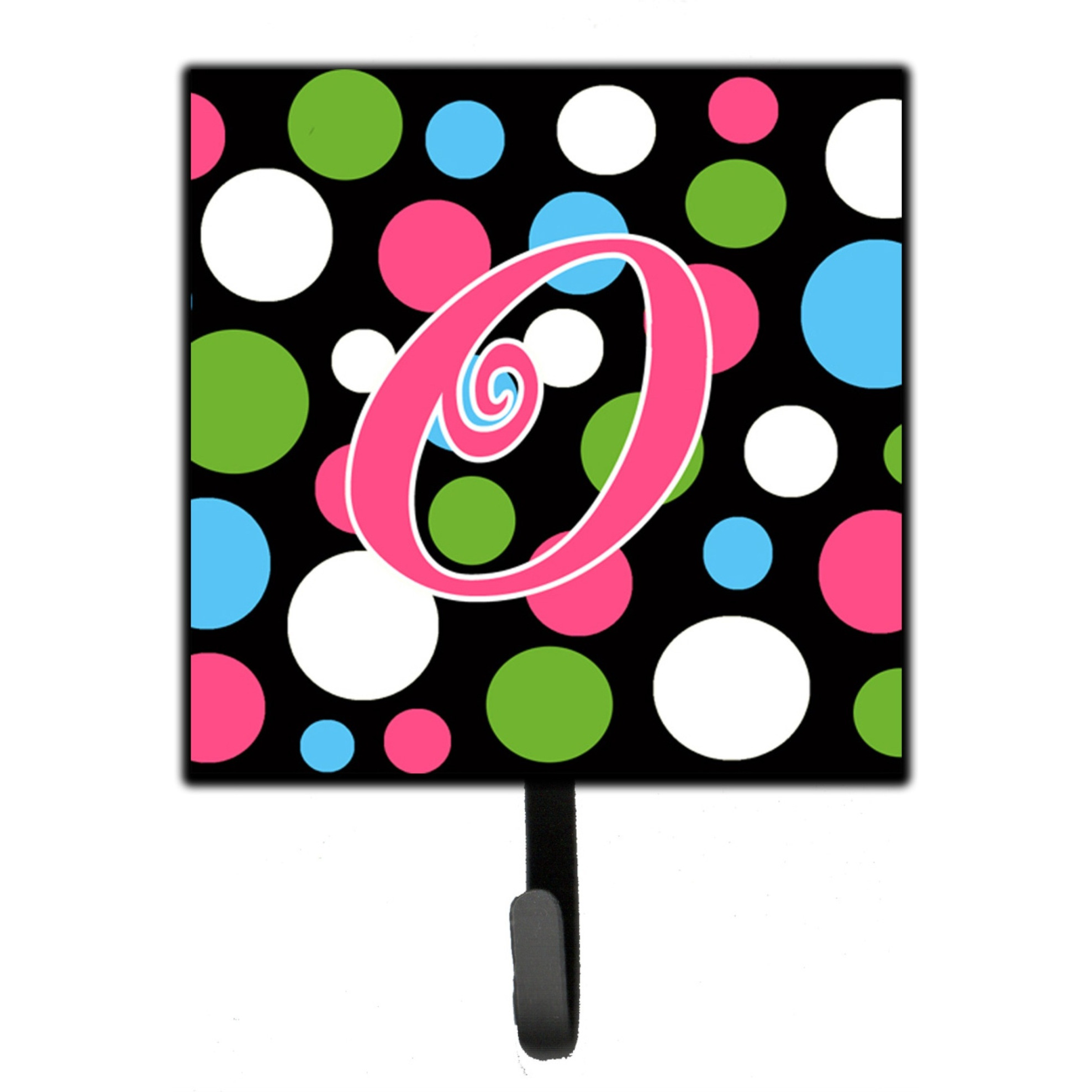 &quotCaroline's Treasures CJ1038-OSH4 Letter O Initial Monogram-Polka Dots and Pink Leash Holder or Key Hook, Small, Multicolor"