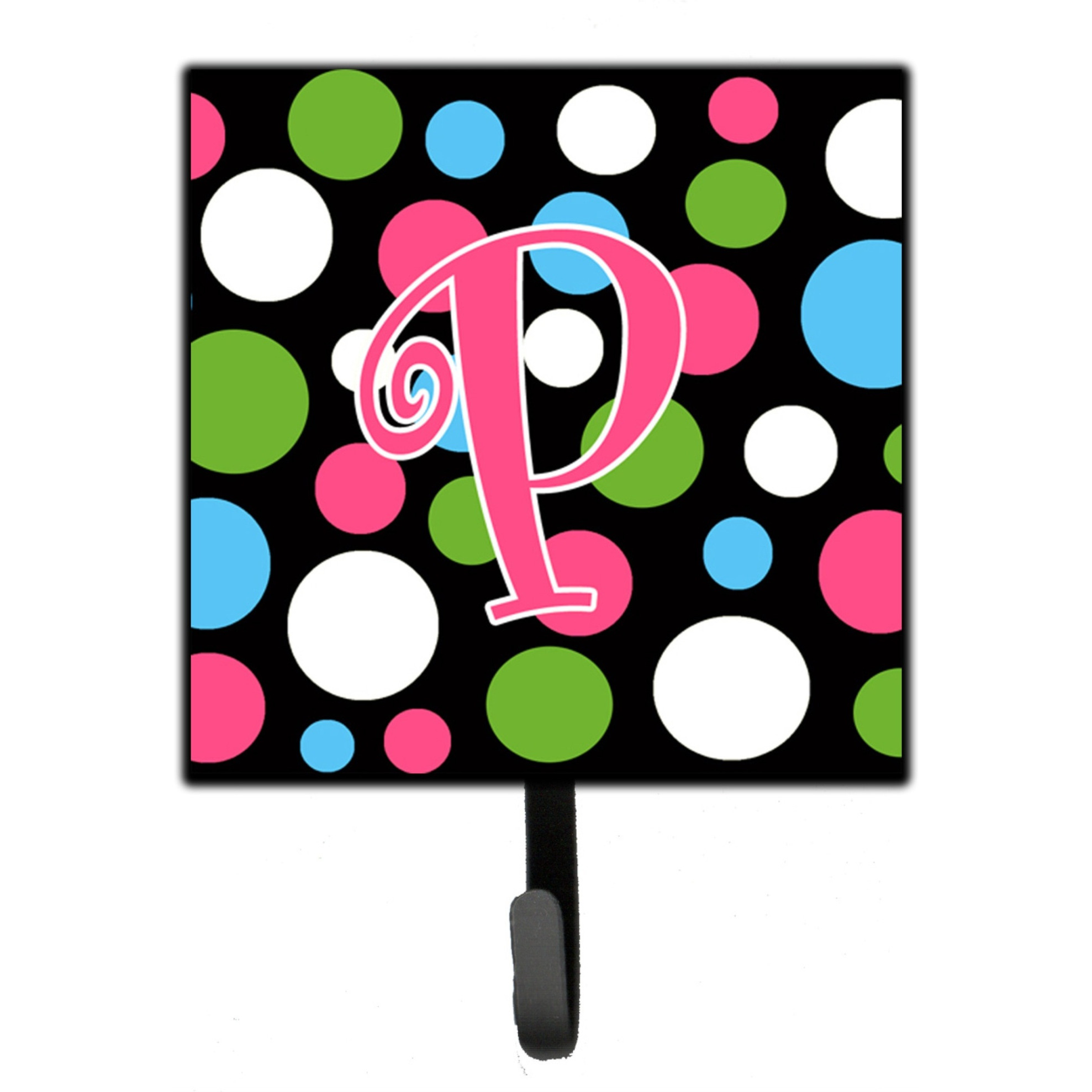 &quotCaroline's Treasures CJ1038-PSH4 Letter P Initial Monogram-Polka Dots and Pink Leash Holder or Key Hook, Small, Multicolor"