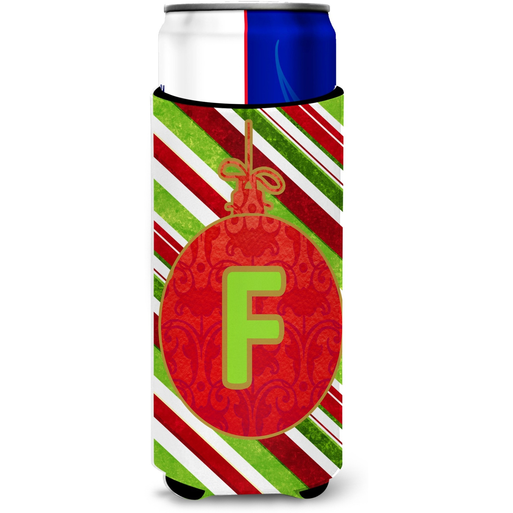 Christmas Oranment Holiday Monogram Initial  Letter F Ultra Beverage Insulators for slim cans CJ1039-FMUK