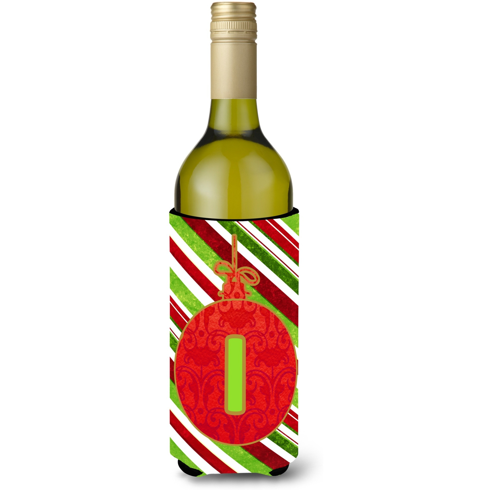 Christmas Oranment Holiday Initial  Letter I Wine Bottle Beverage Insulator Beverage Insulator Hugger