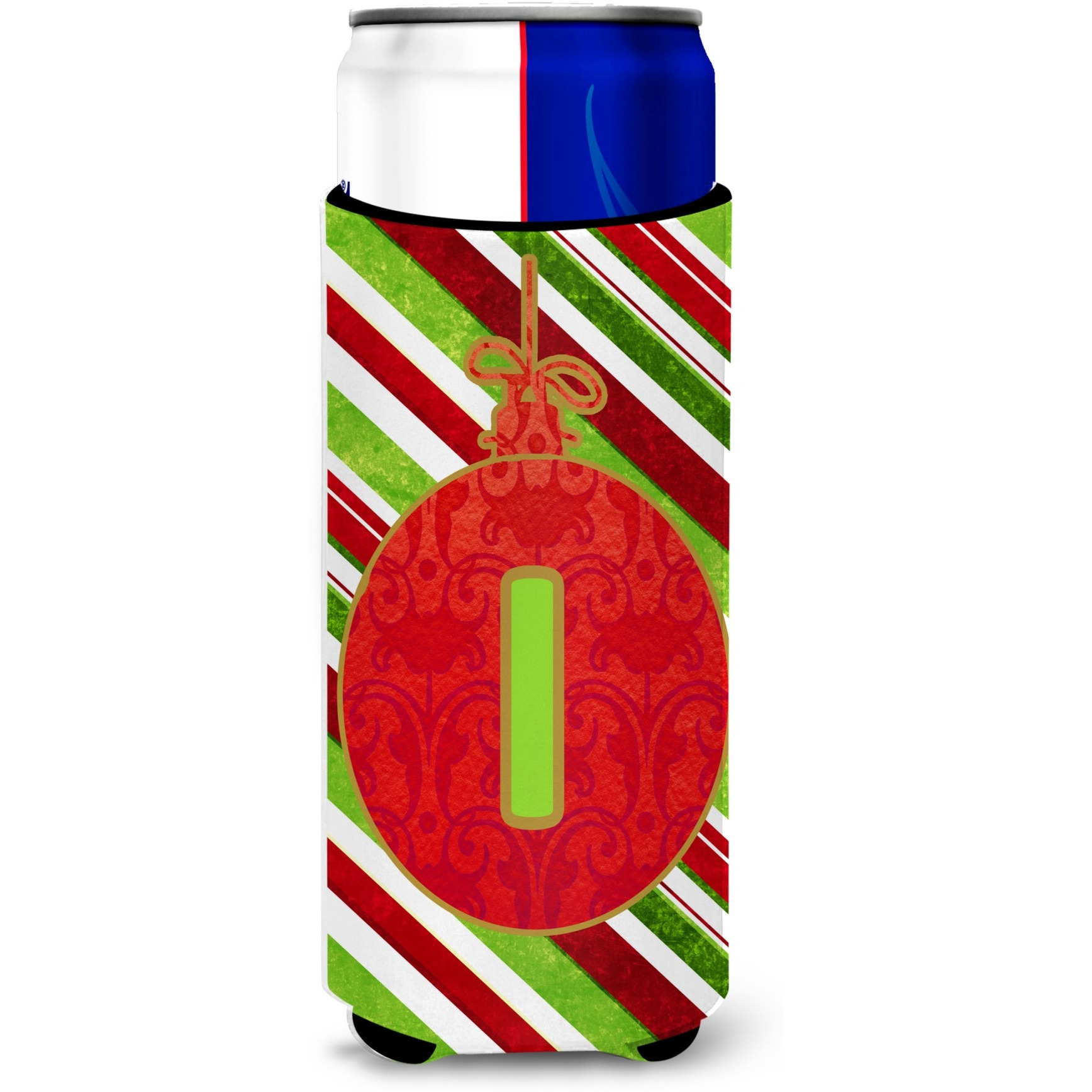 Christmas Oranment Holiday Monogram Initial  Letter I Ultra Beverage Insulators for slim cans CJ1039-IMUK
