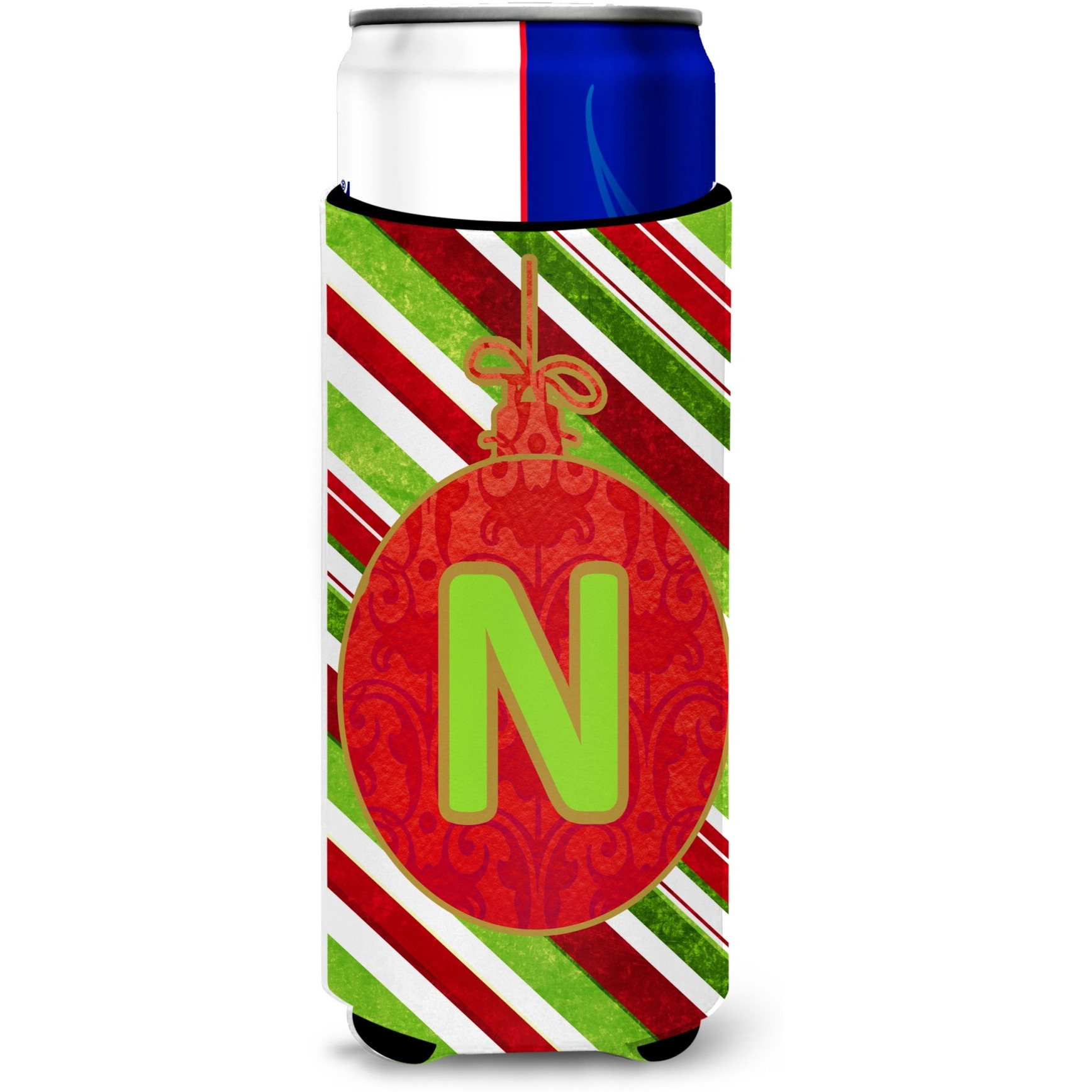 Christmas Oranment Holiday Monogram Initial  Letter N Ultra Beverage Insulators for slim cans CJ1039-NMUK