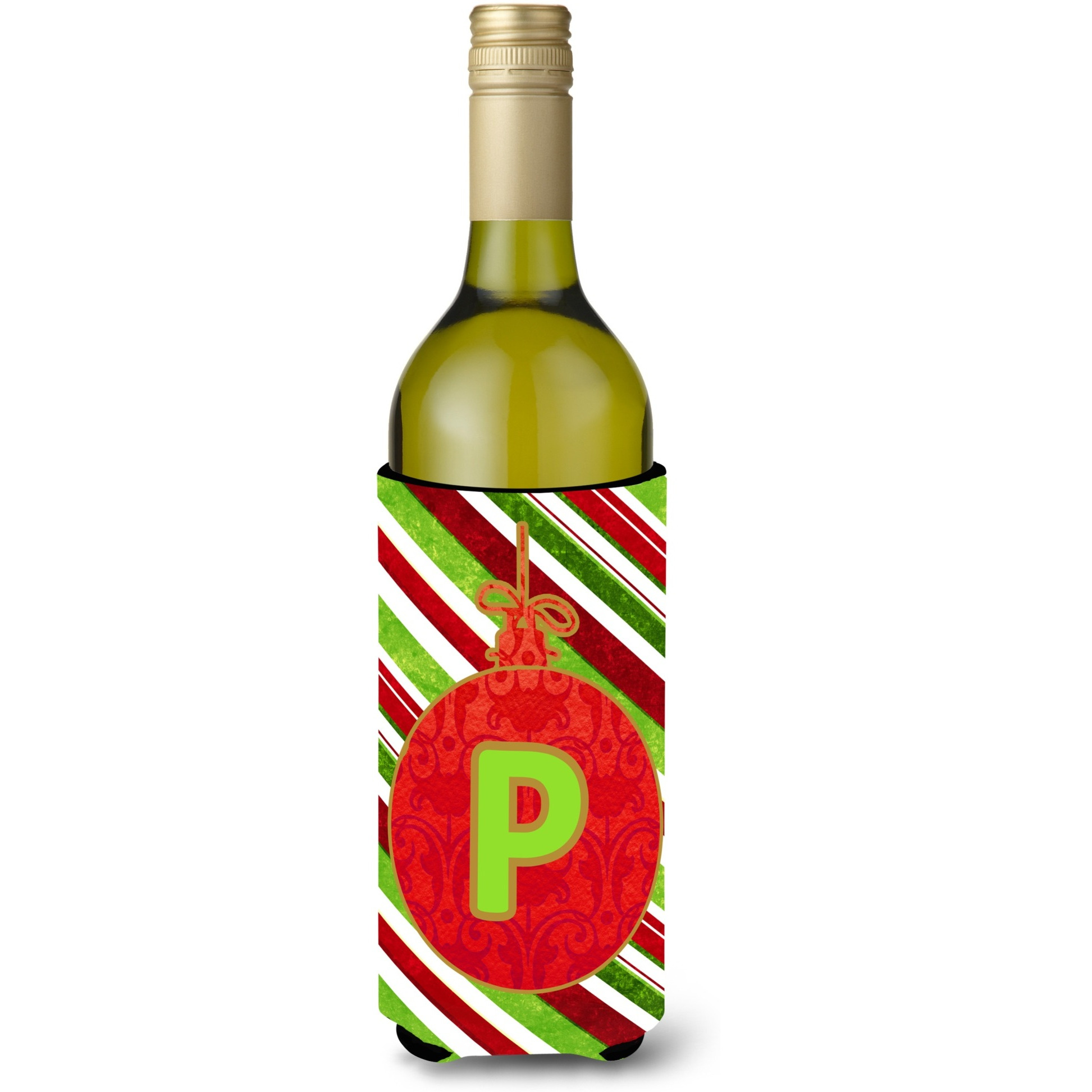 Christmas Oranment Holiday  Initial  Letter P Wine Bottle Beverage Insulator Beverage Insulator Hugger