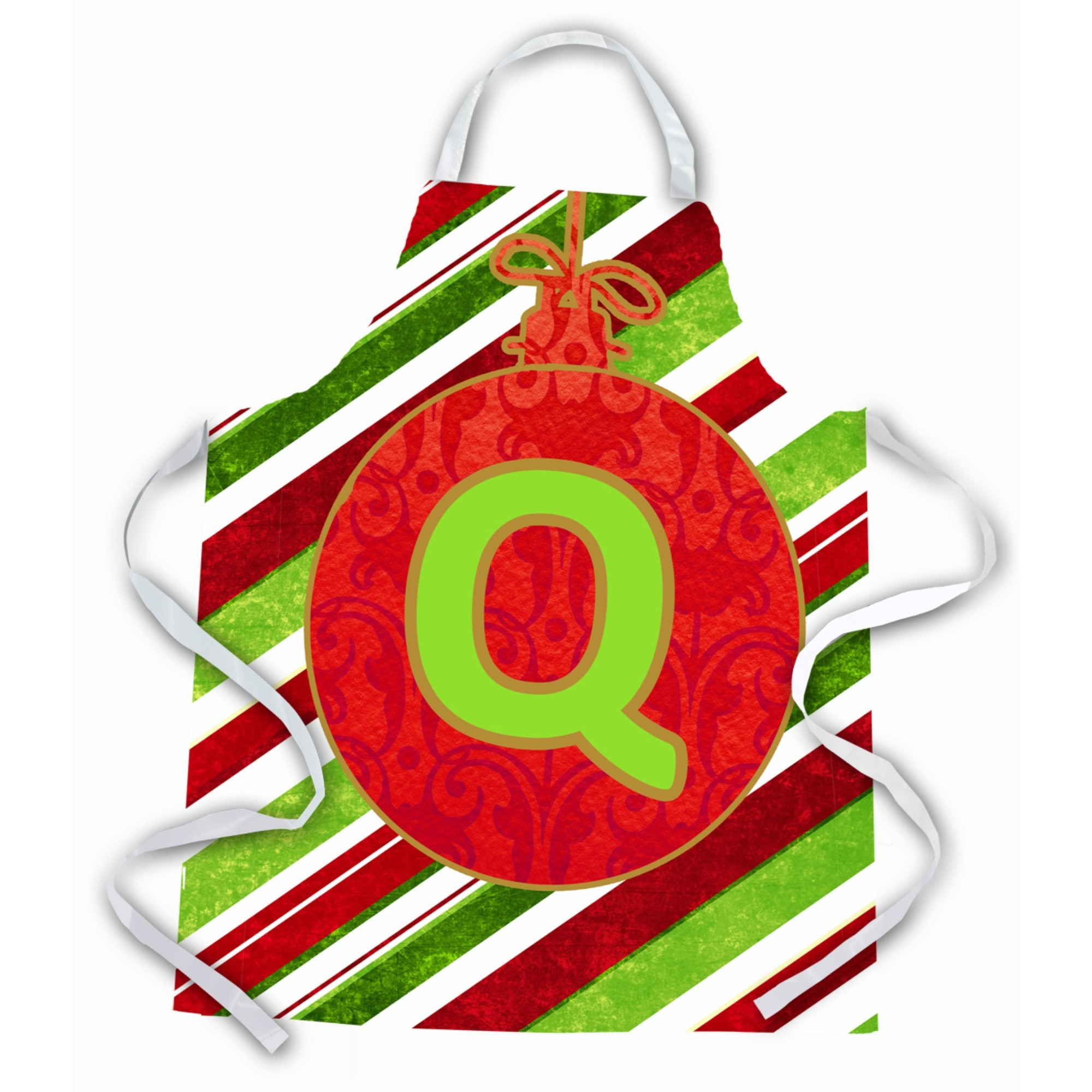 &quotCaroline's Treasures CJ1039-QAPRON Christmas Ornament Holiday Initial Letter Q Apron, Large, Multicolor"