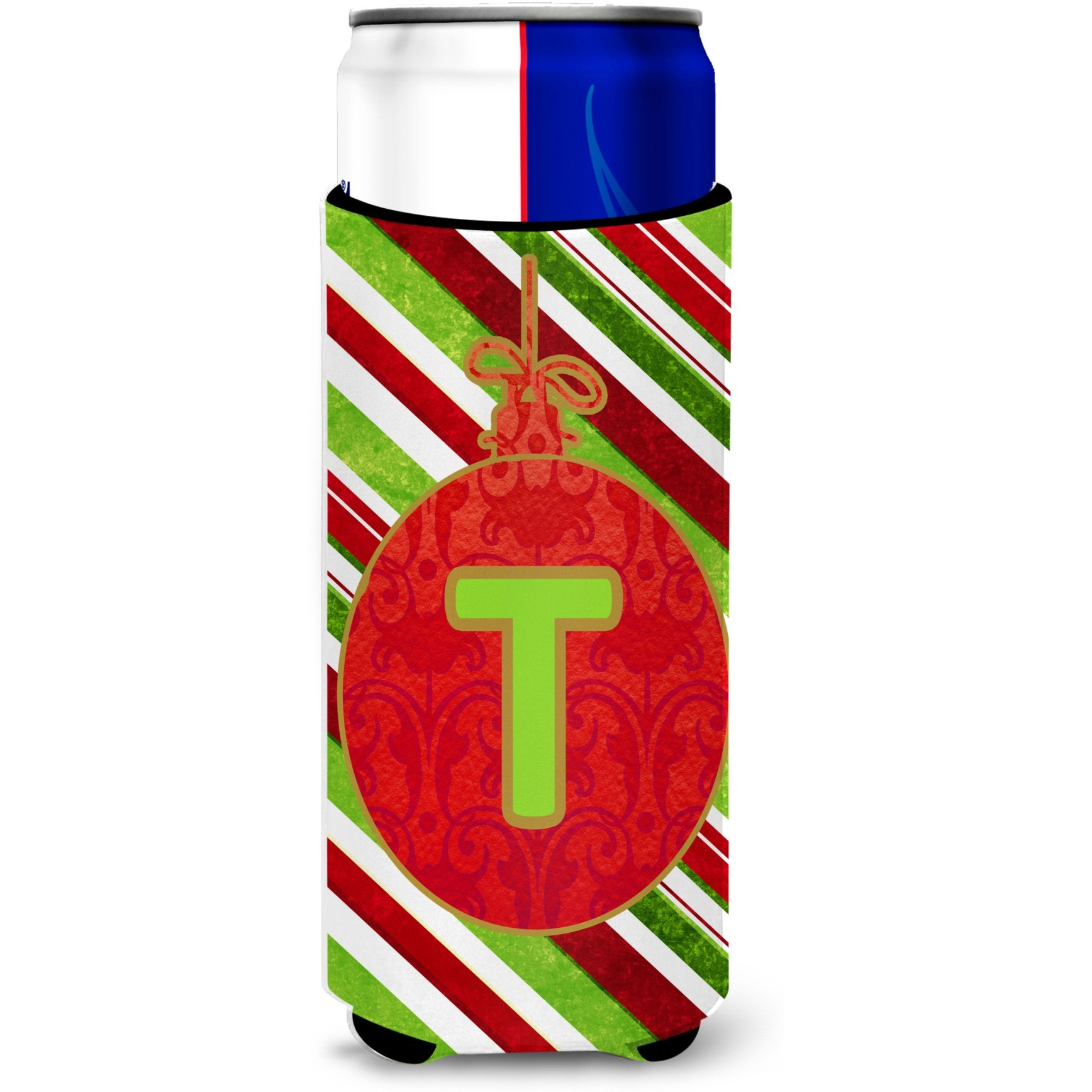Christmas Oranment Holiday Monogram Initial  Letter T Ultra Beverage Insulators for slim cans CJ1039-TMUK