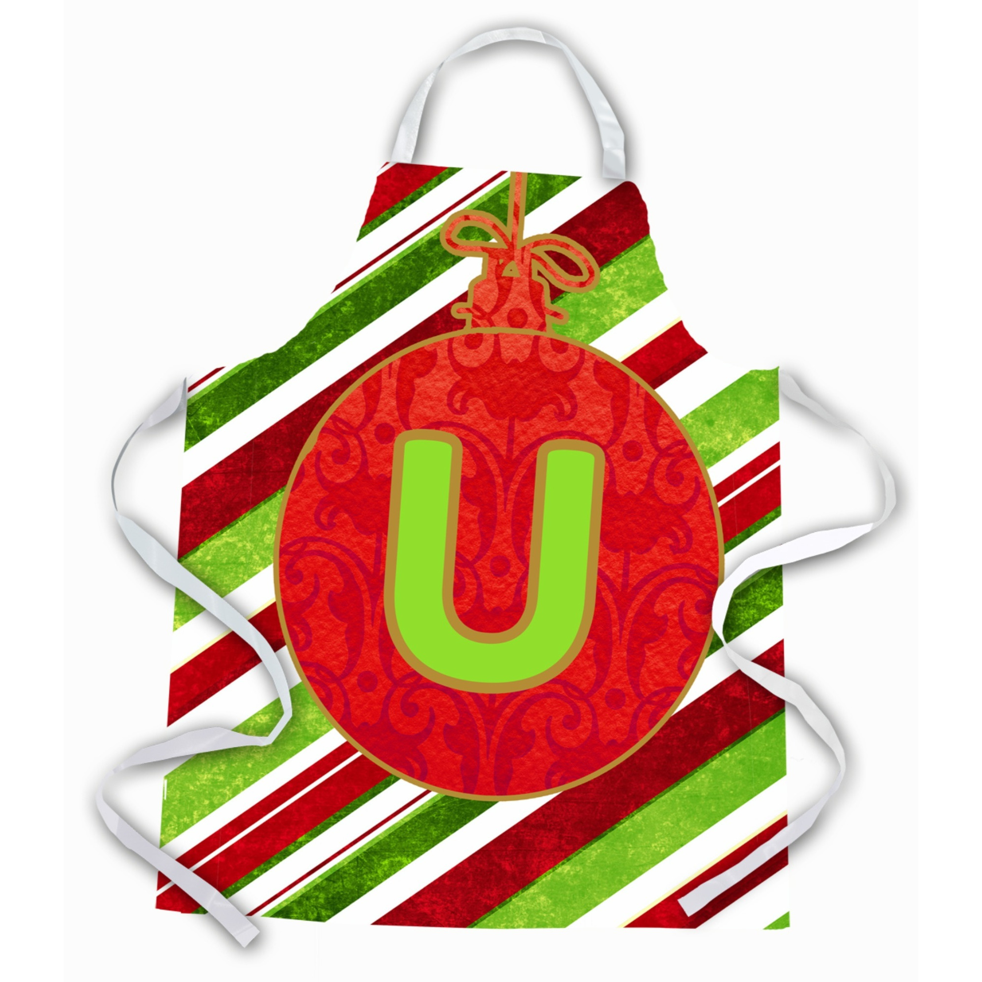 &quotCaroline's Treasures CJ1039-UAPRON Christmas Ornament Holiday Initial Letter U Apron, Large, Multicolor"