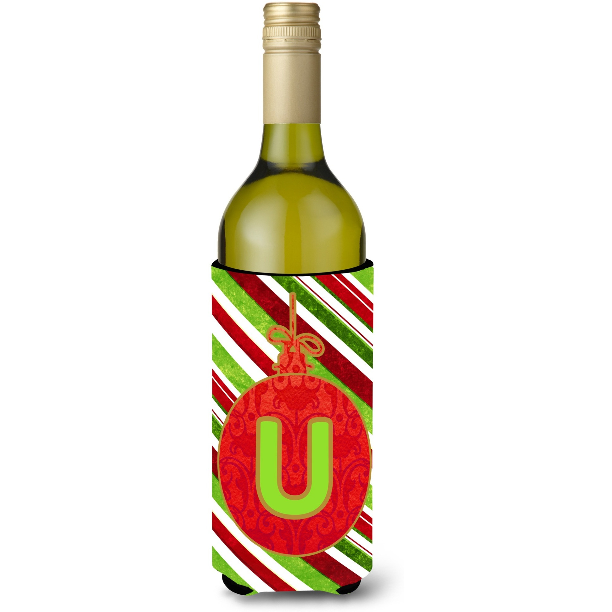 Christmas Oranment Holiday  Initial  Letter U Wine Bottle Beverage Insulator Beverage Insulator Hugger