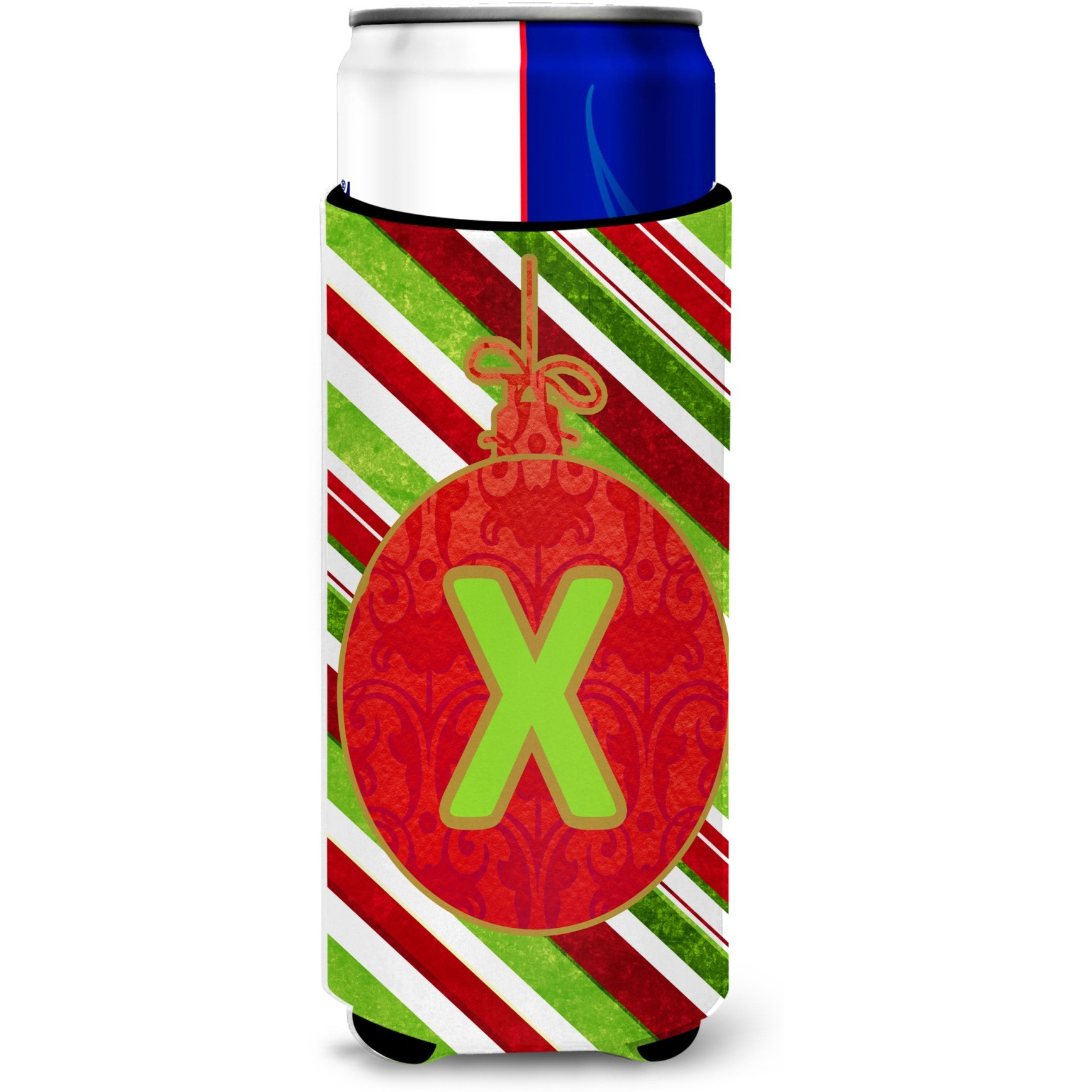 Christmas Oranment Holiday Monogram Initial  Letter X Ultra Beverage Insulators for slim cans CJ1039-XMUK