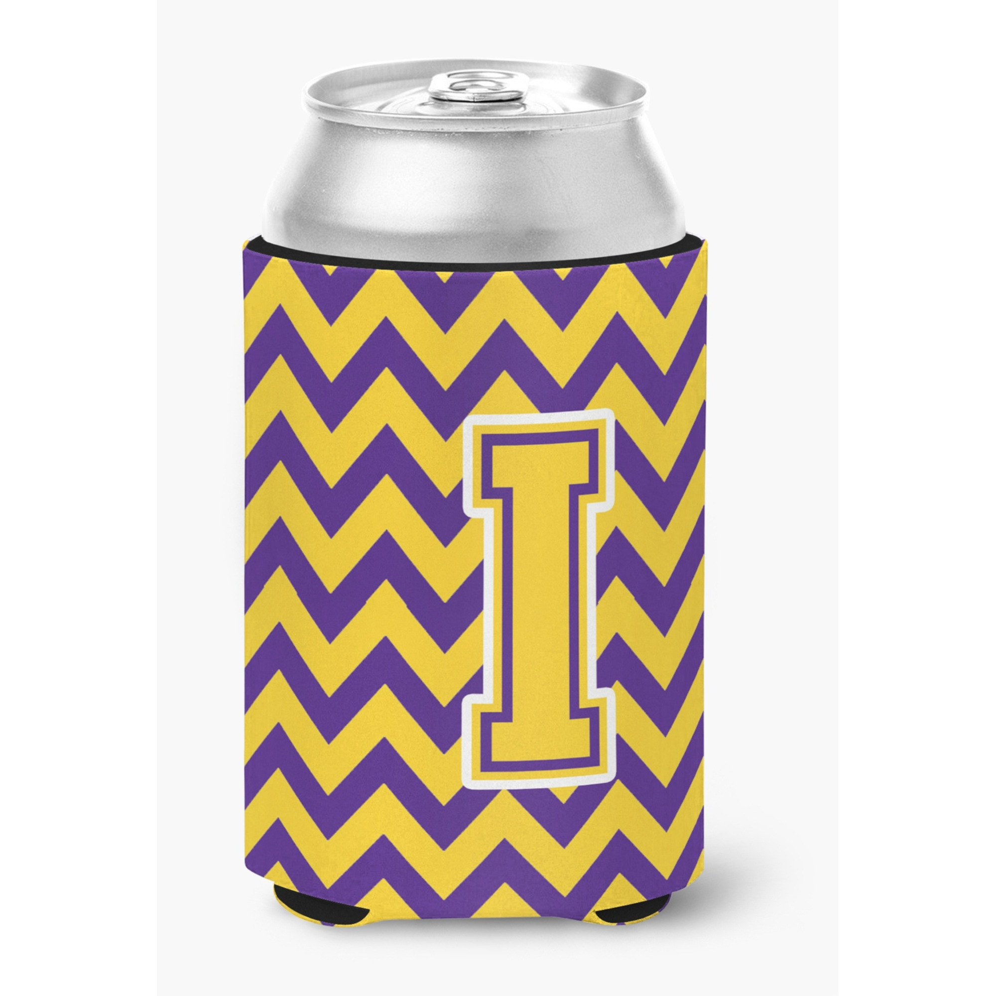 &quotCaroline's Treasures CJ1041-ICC Letter I Chevron Purple and Gold Can or Bottle Hugger, Multicolor"