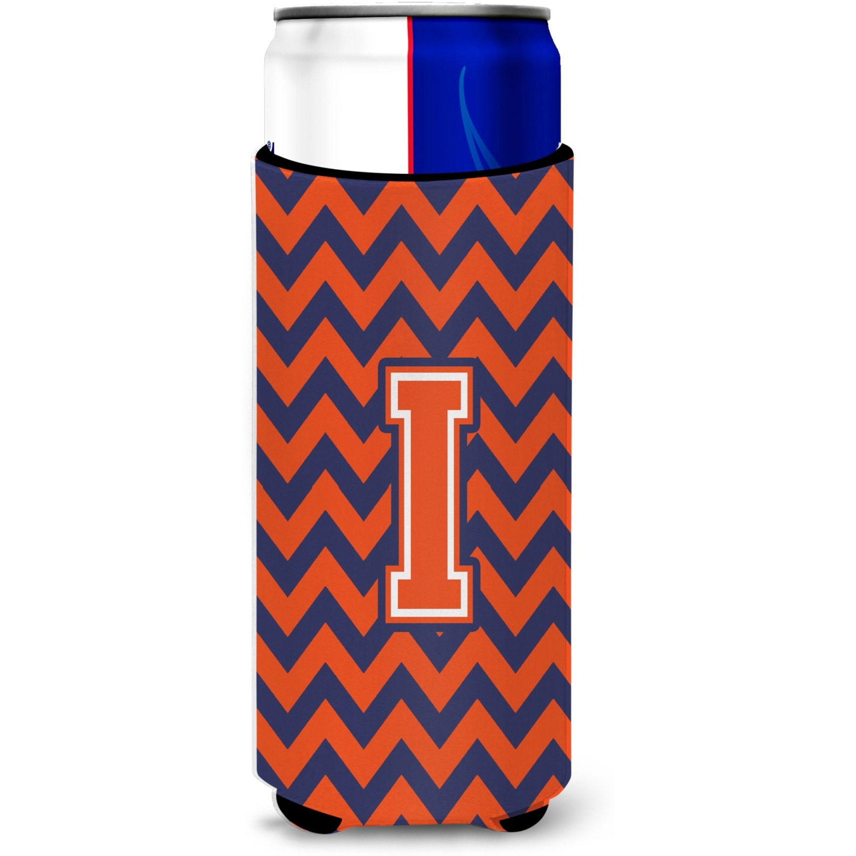 Letter I Chevron Orange Blue Ultra Beverage Insulators for slim cans CJ1042-IMUK