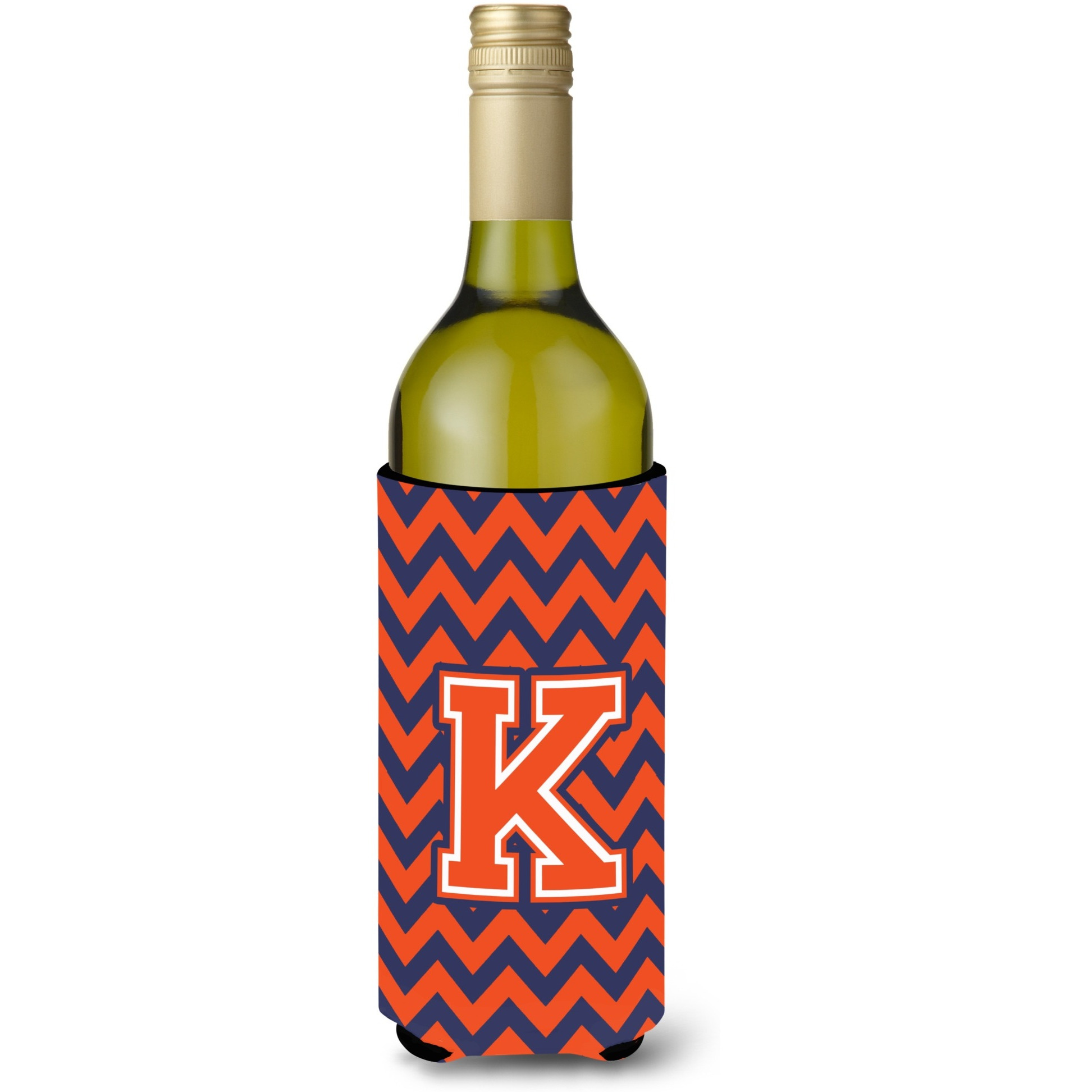 Letter K Chevron Orange Blue Wine Bottle Beverage Insulator Hugger CJ1042-KLITERK
