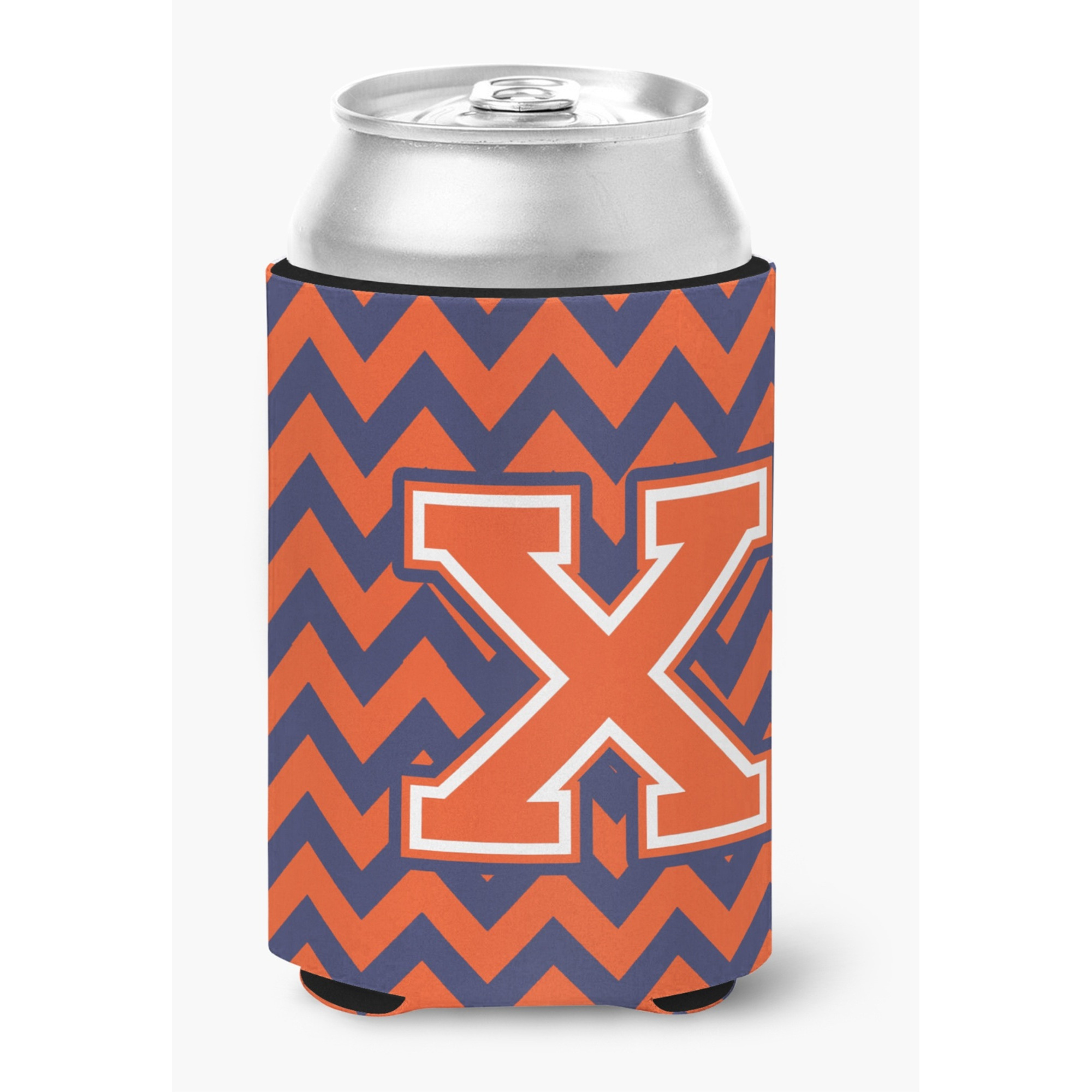&quotCaroline's Treasures CJ1042-XCC Letter X Chevron Orange and Blue Can or Bottle Hugger, Multicolor"