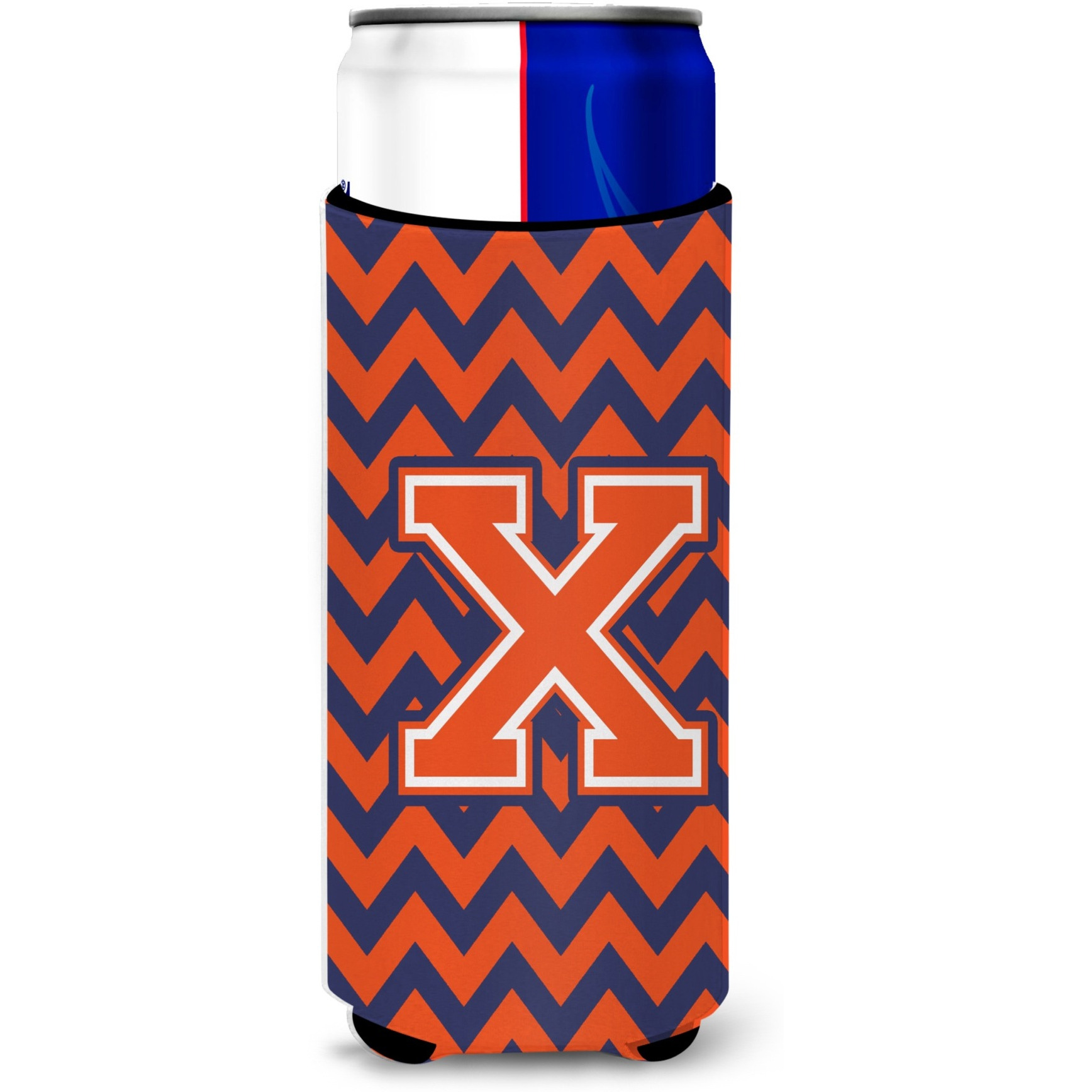 Letter X Chevron Orange Blue Ultra Beverage Insulators for slim cans CJ1042-XMUK