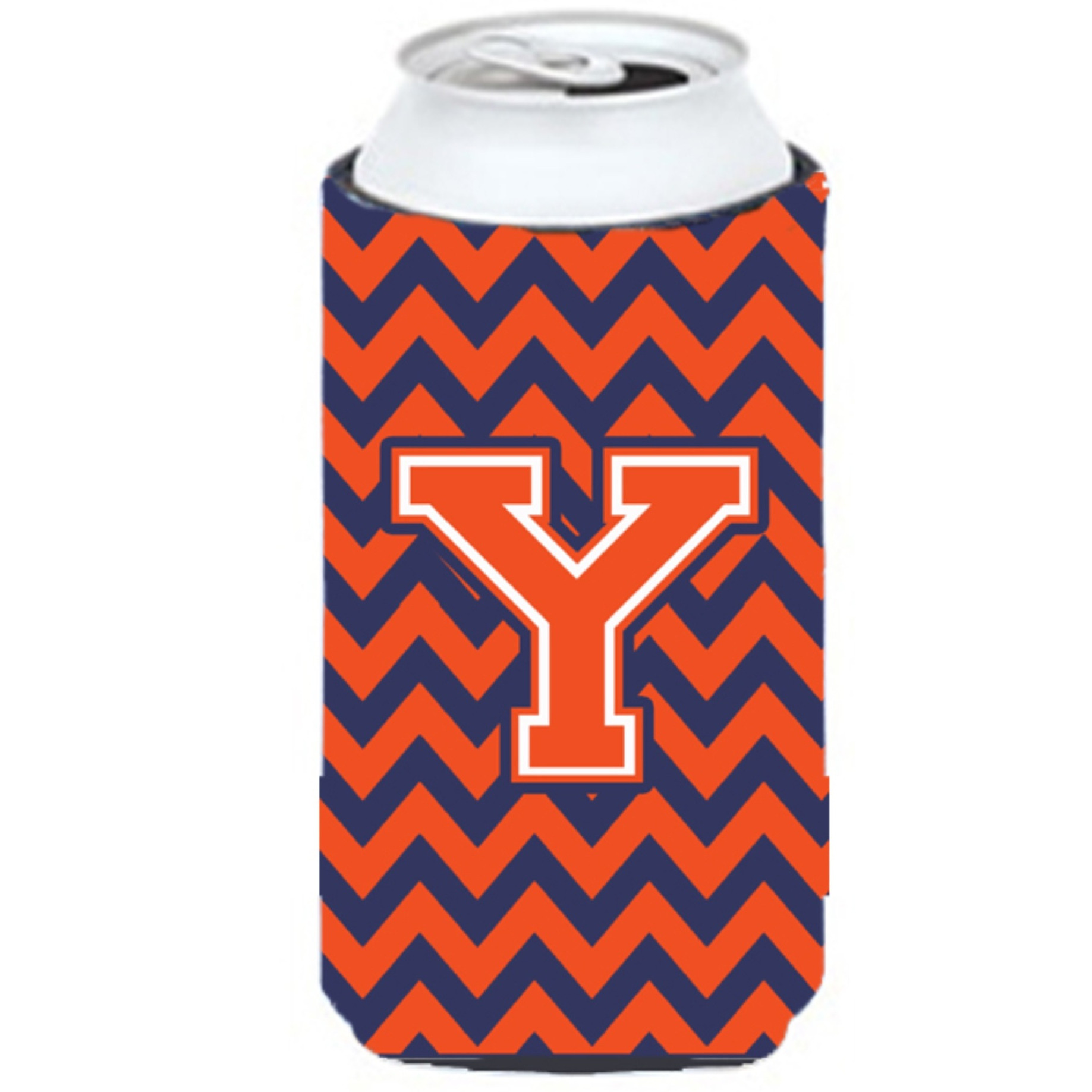 Letter Y Chevron Orange Blue Tall Boy Beverage Insulator Hugger CJ1042-YTBC