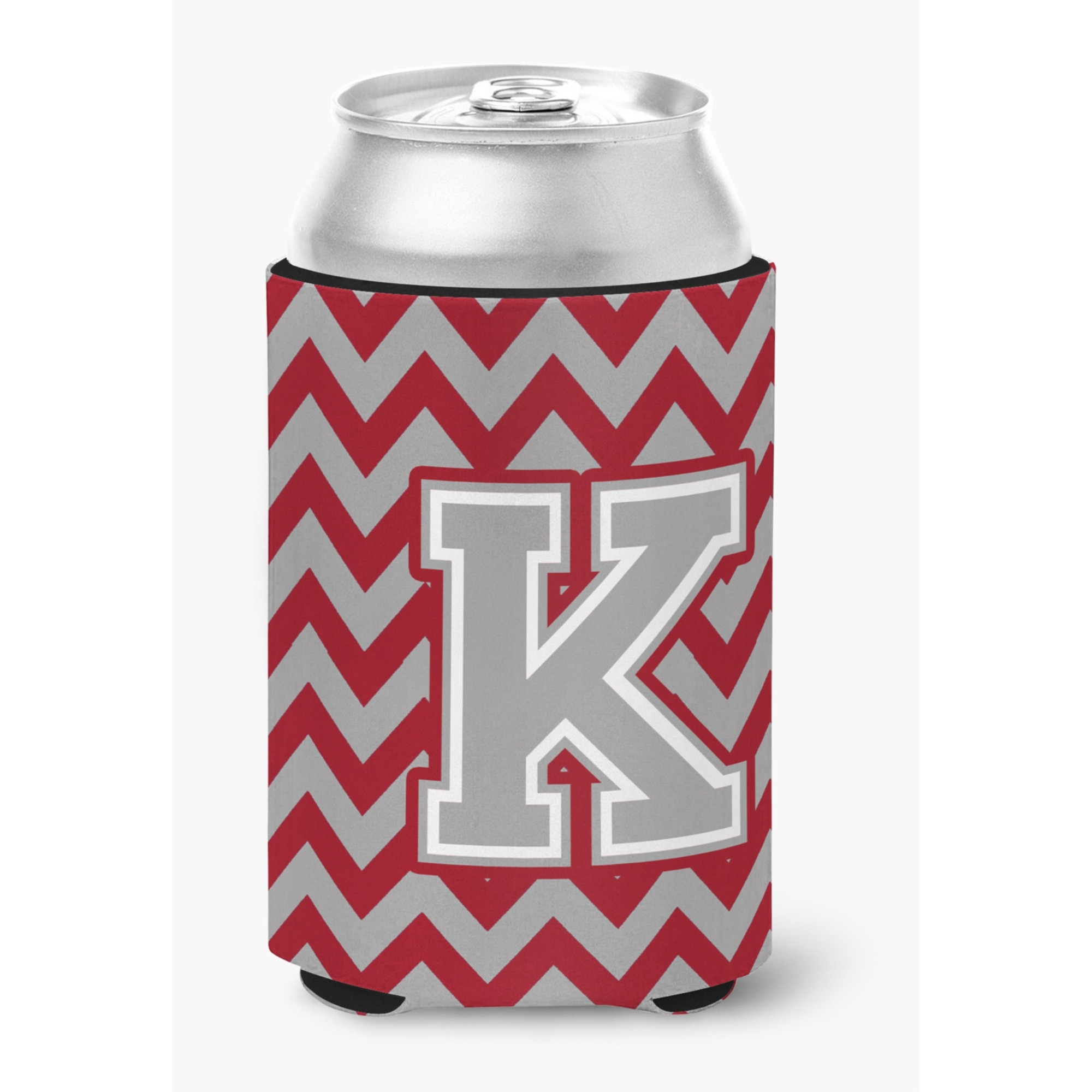 &quotCaroline's Treasures CJ1043-KCC Letter K Chevron Crimson and Grey Can or Bottle Hugger, Multicolor"