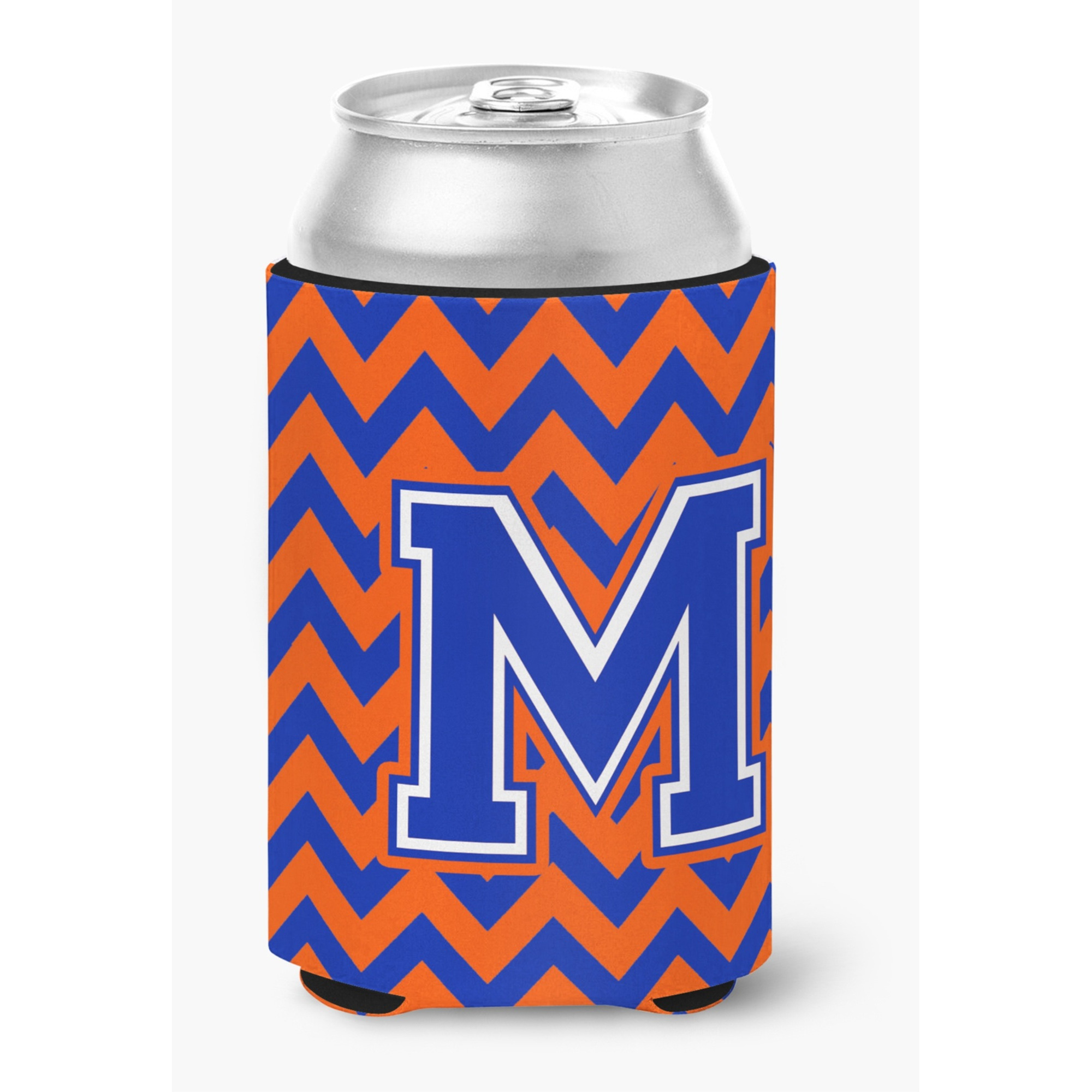 &quotCaroline's Treasures CJ1044-MCC Letter M Chevron Orange and Blue Can or Bottle Hugger, Multicolor"