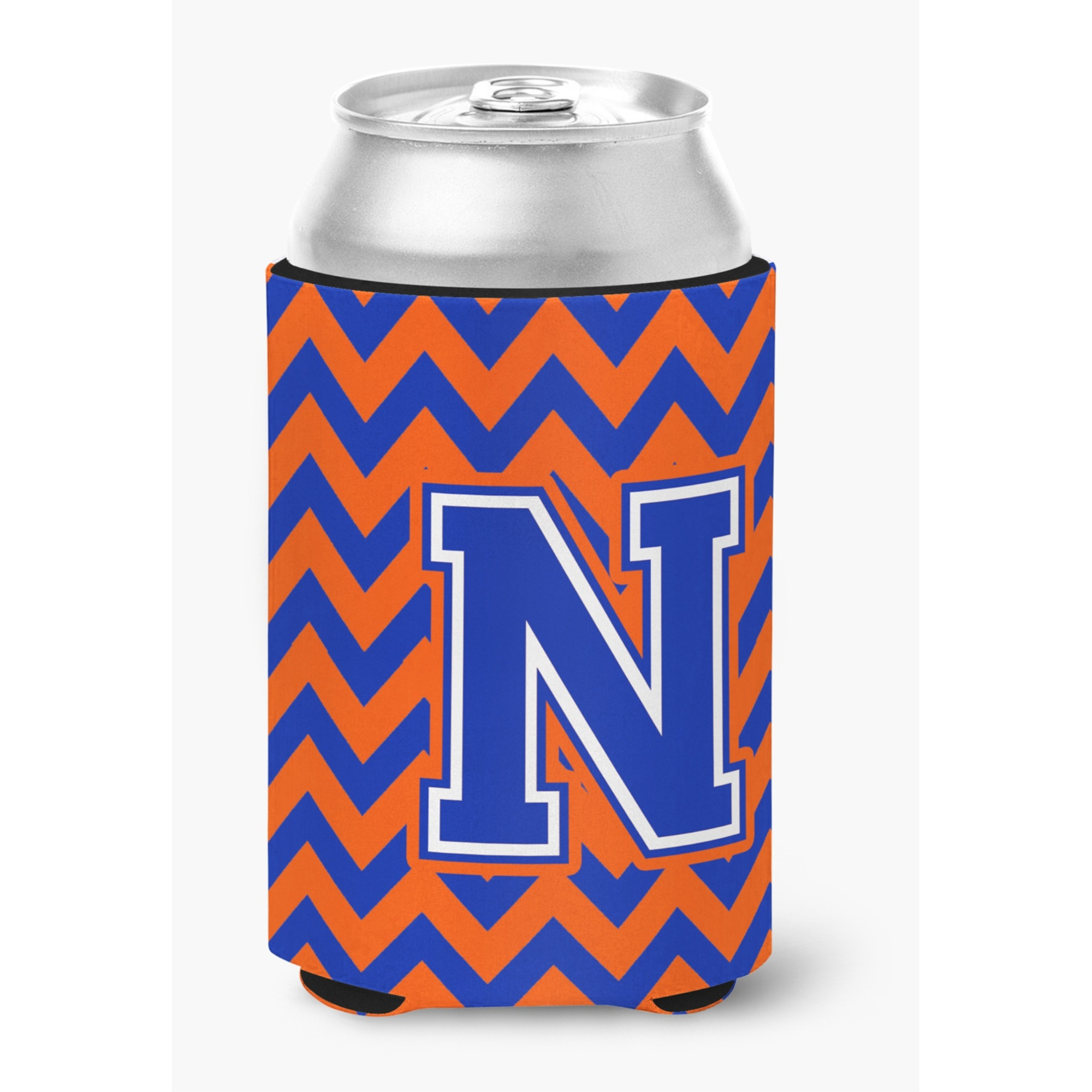 &quotCaroline's Treasures CJ1044-NCC Letter N Chevron Orange and Blue Can or Bottle Hugger, Multicolor"