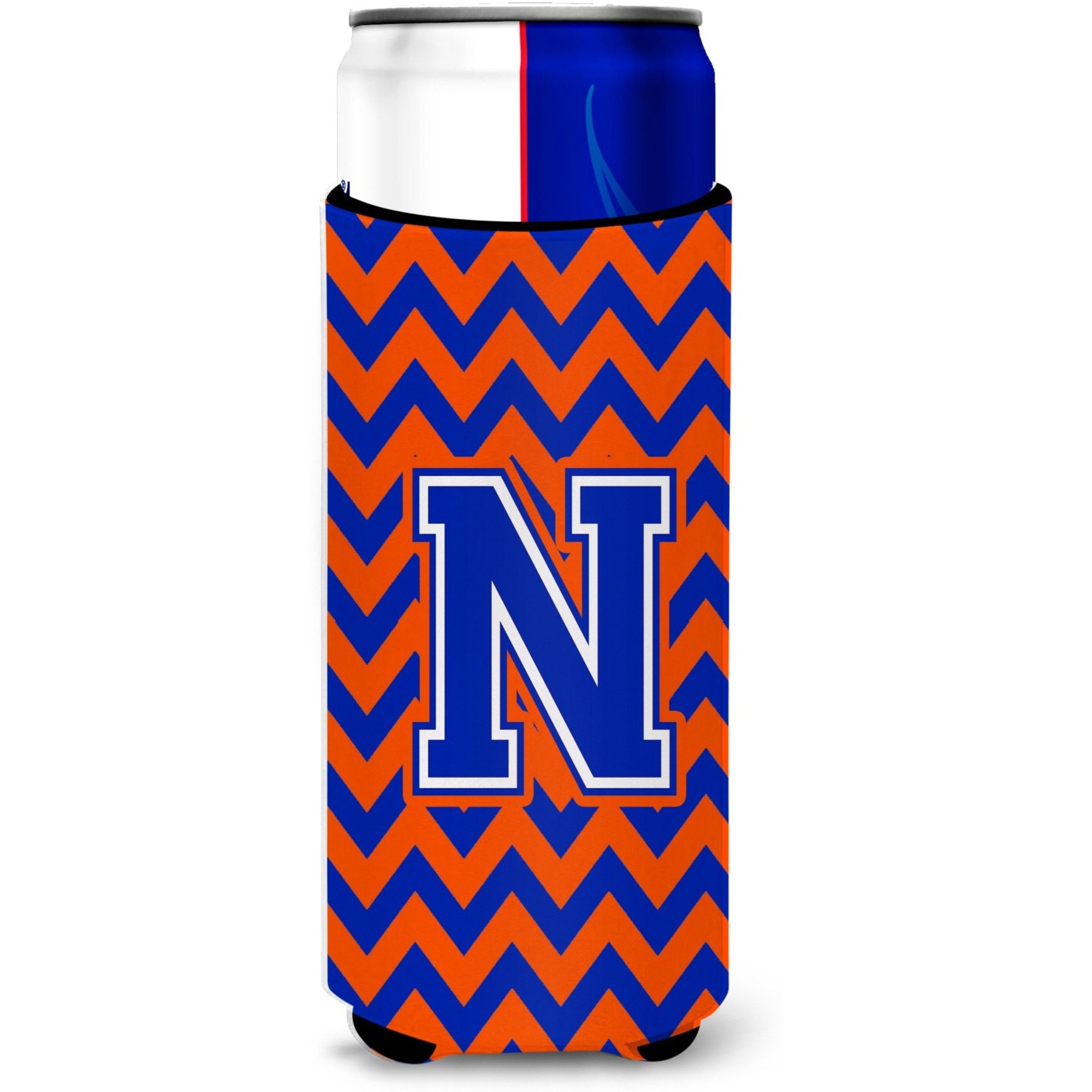 Letter N Chevron Orange and Blue Ultra Beverage Insulators for slim cans CJ1044-NMUK