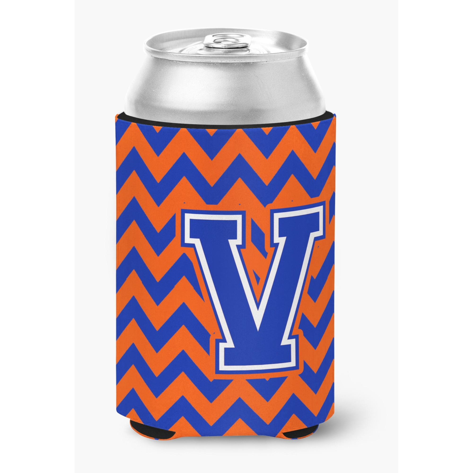 &quotCaroline's Treasures CJ1044-VCC Letter V Chevron Orange and Blue Can or Bottle Hugger, Multicolor"