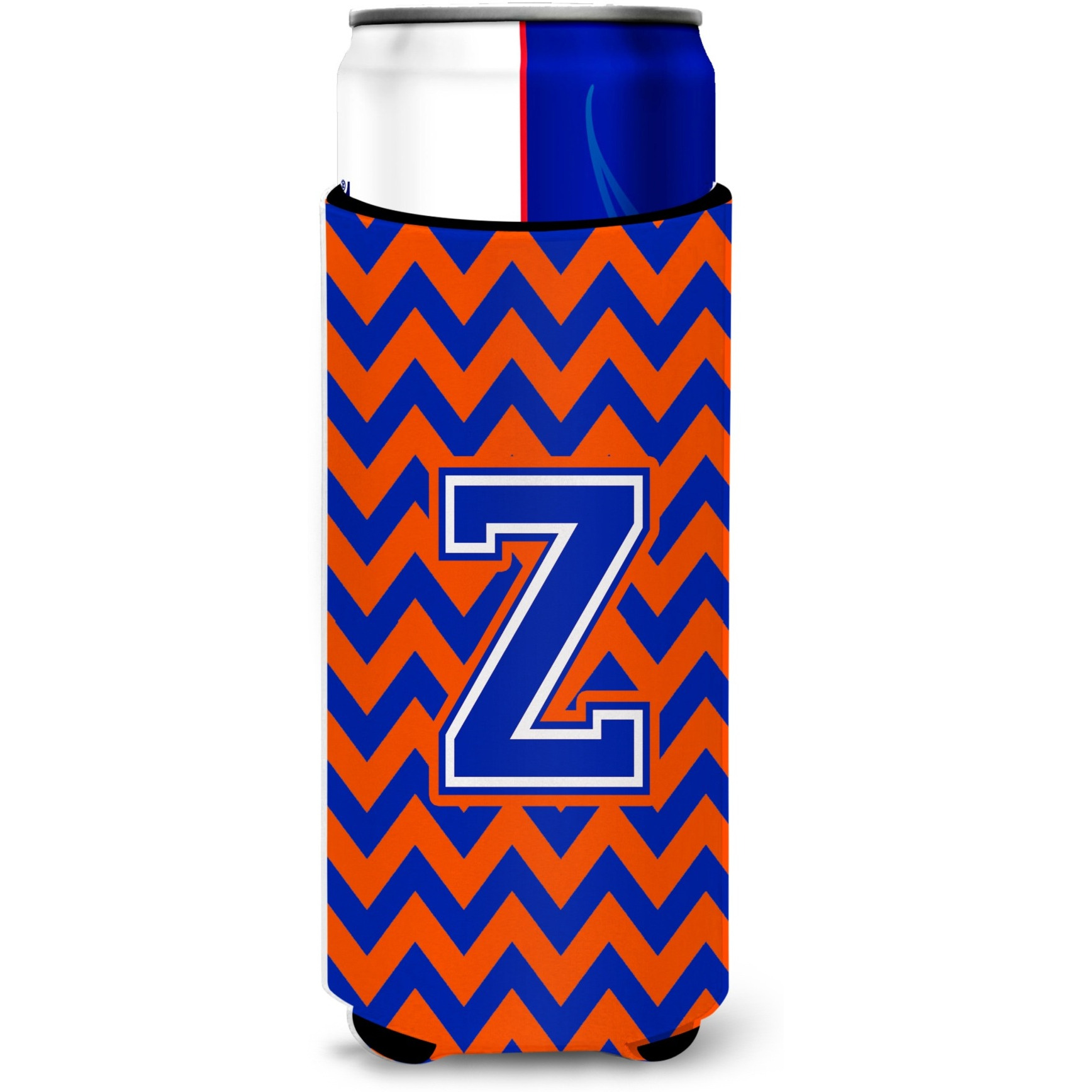 Letter Z Chevron Orange and Blue Ultra Beverage Insulators for slim cans CJ1044-ZMUK