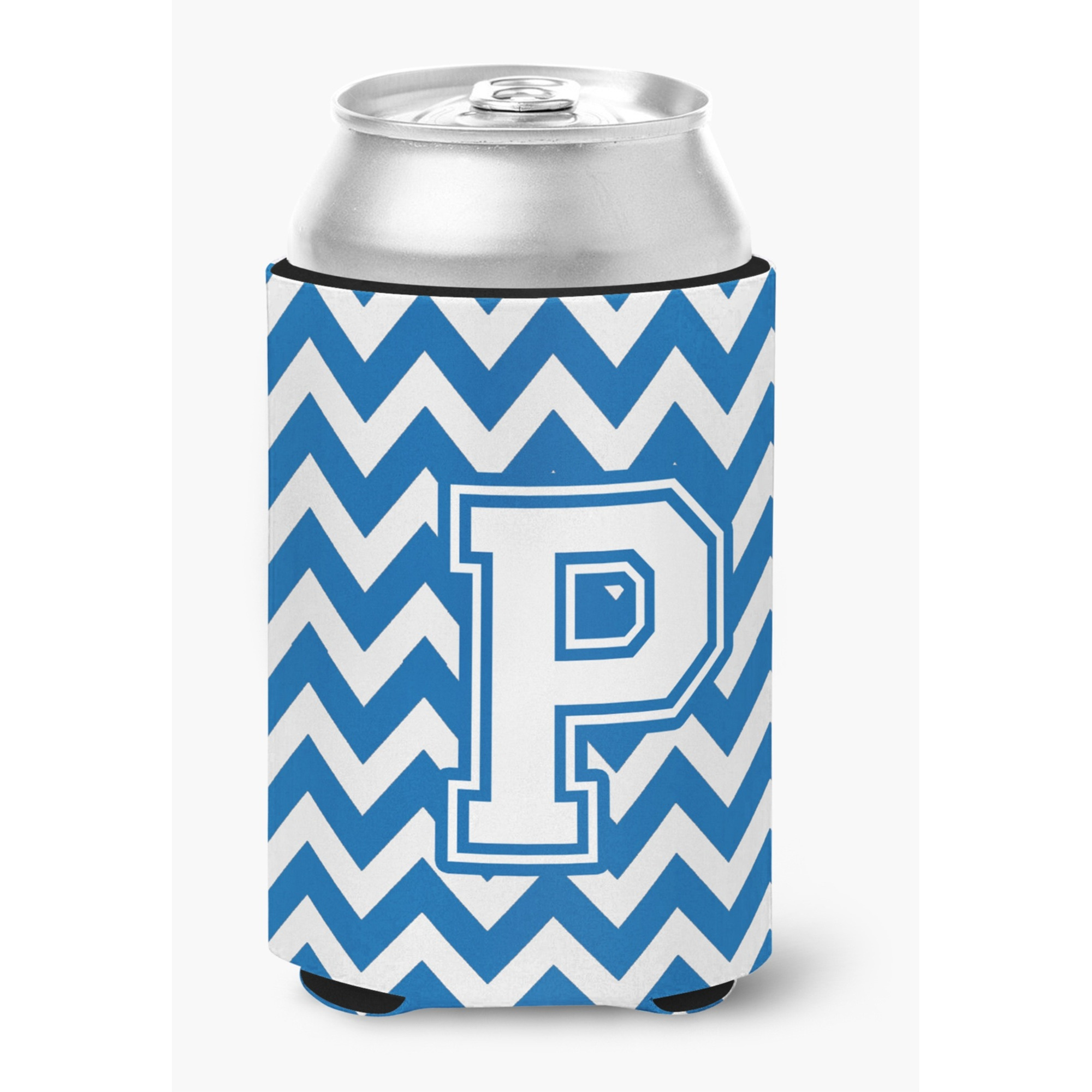 &quotCaroline's Treasures CJ1045-PCC Letter P Chevron Blue and White Can or Bottle Hugger, Multicolor"