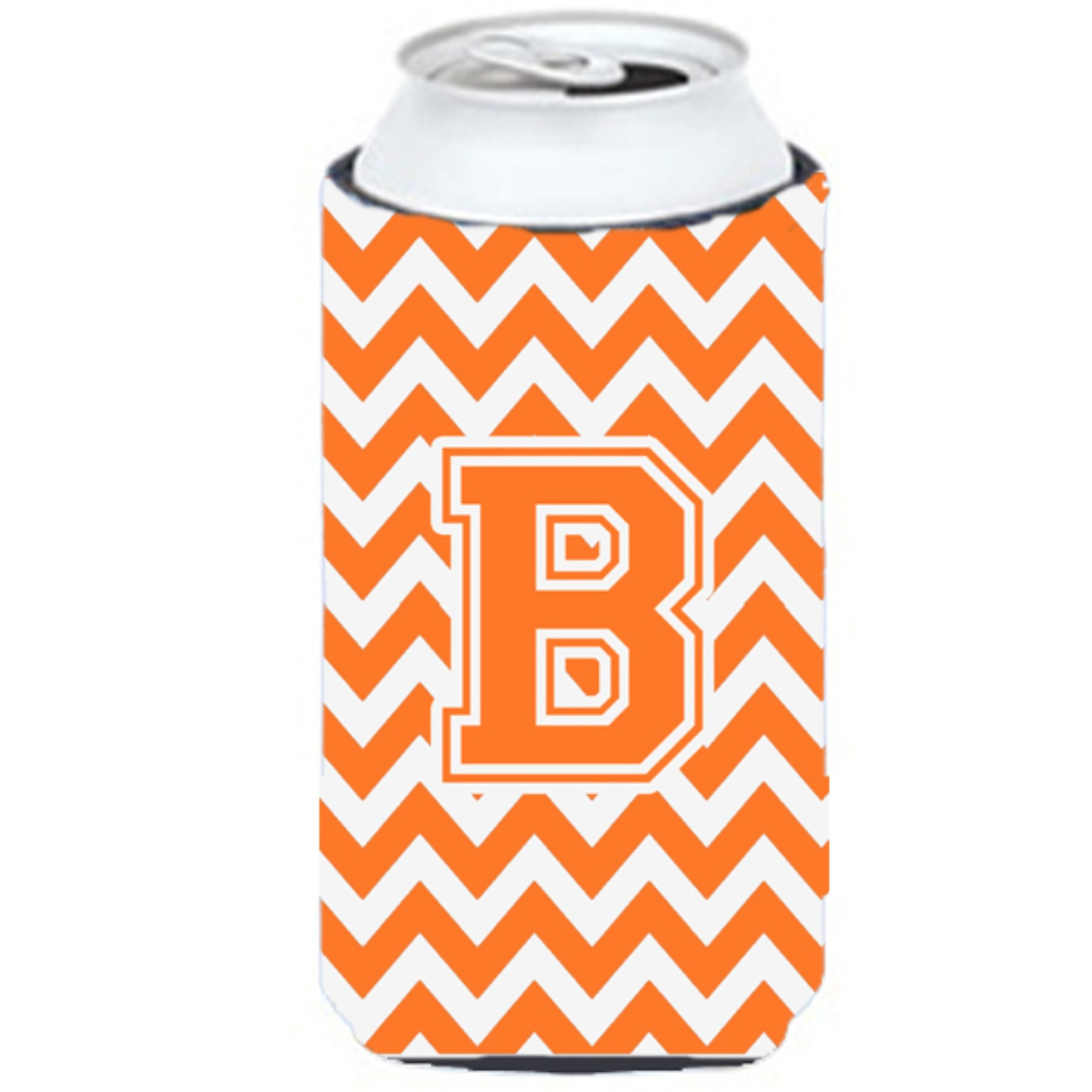 &quotCaroline's Treasures CJ1046-BTBC Letter B Chevron Orange and White Tall Boy Koozie Hugger, Multicolor"