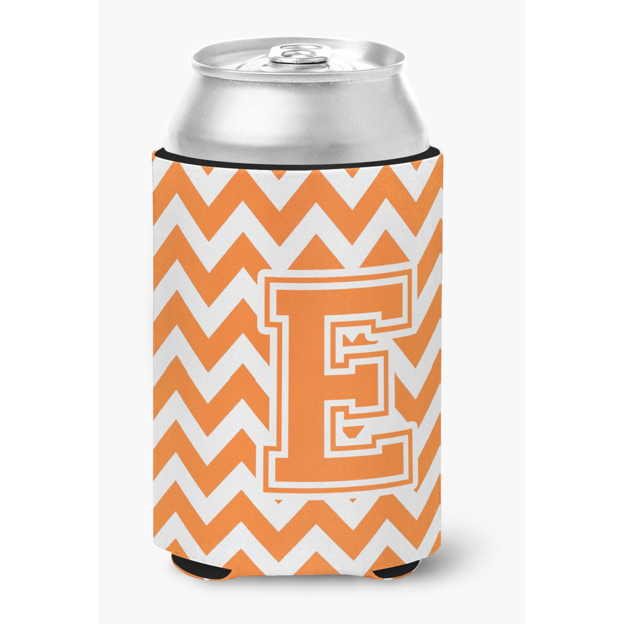 &quotCaroline's Treasures CJ1046-ECC Letter E Chevron Orange and White Can or Bottle Hugger, Multicolor"