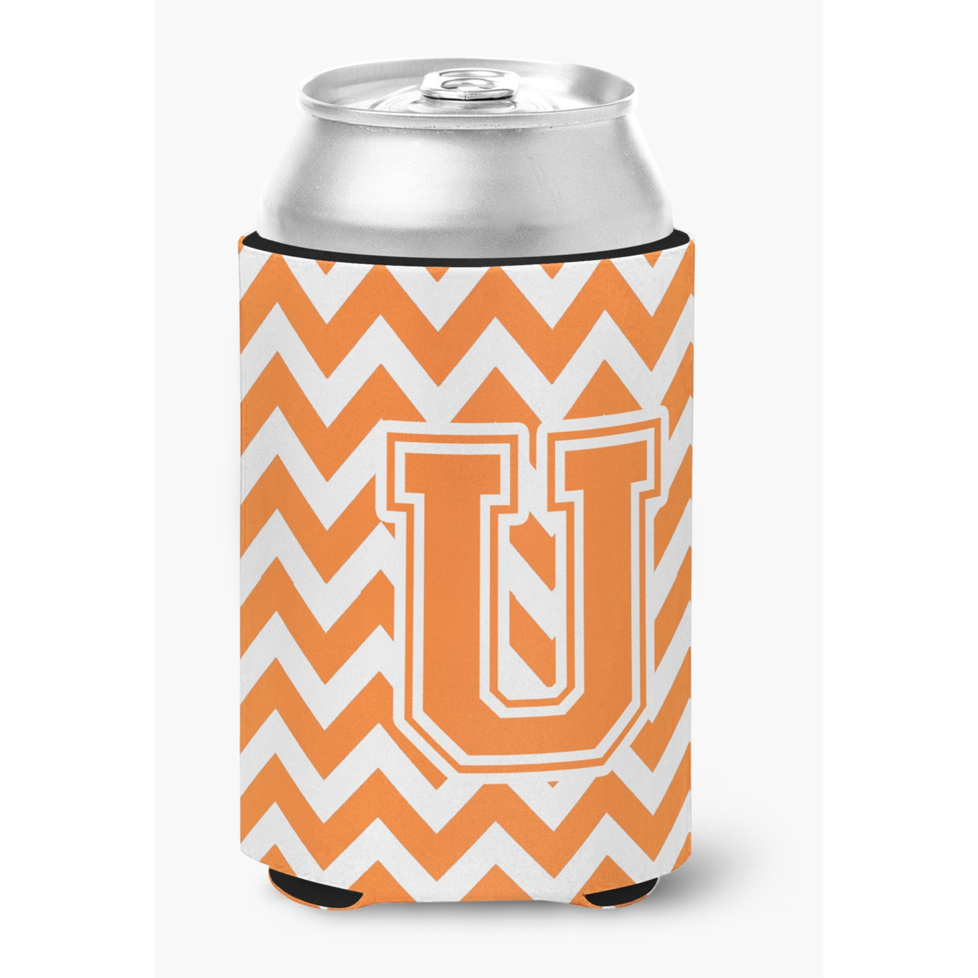 &quotCaroline's Treasures CJ1046-UCC Letter U Chevron Orange and White Can or Bottle Hugger, Multicolor"