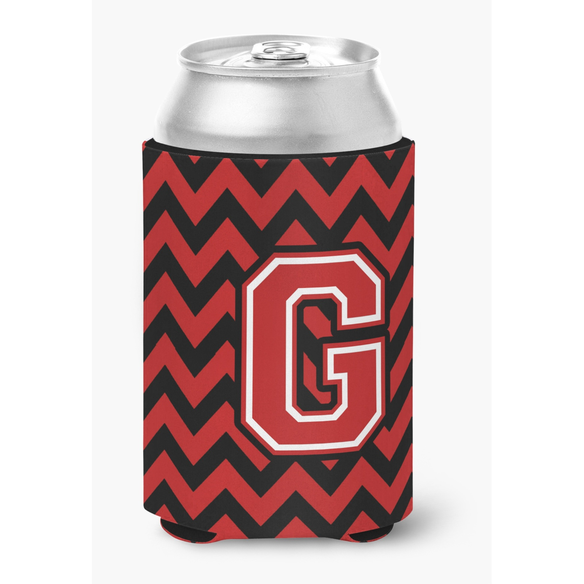 &quotCaroline's Treasures CJ1047-GCC Letter G Chevron Black and Red Can or Bottle Hugger, Multicolor"
