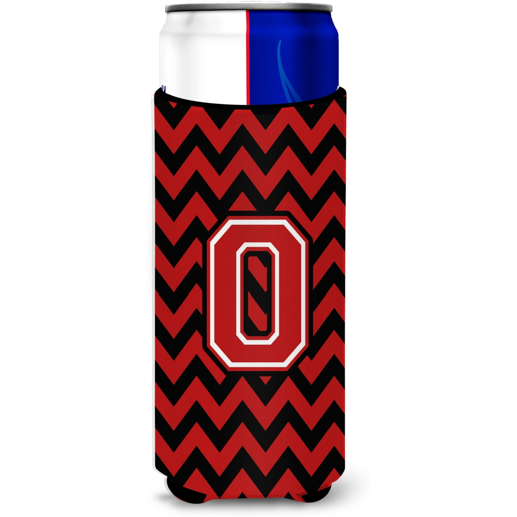 Letter O Chevron Black and Red   Ultra Beverage Insulators for slim cans CJ1047-OMUK