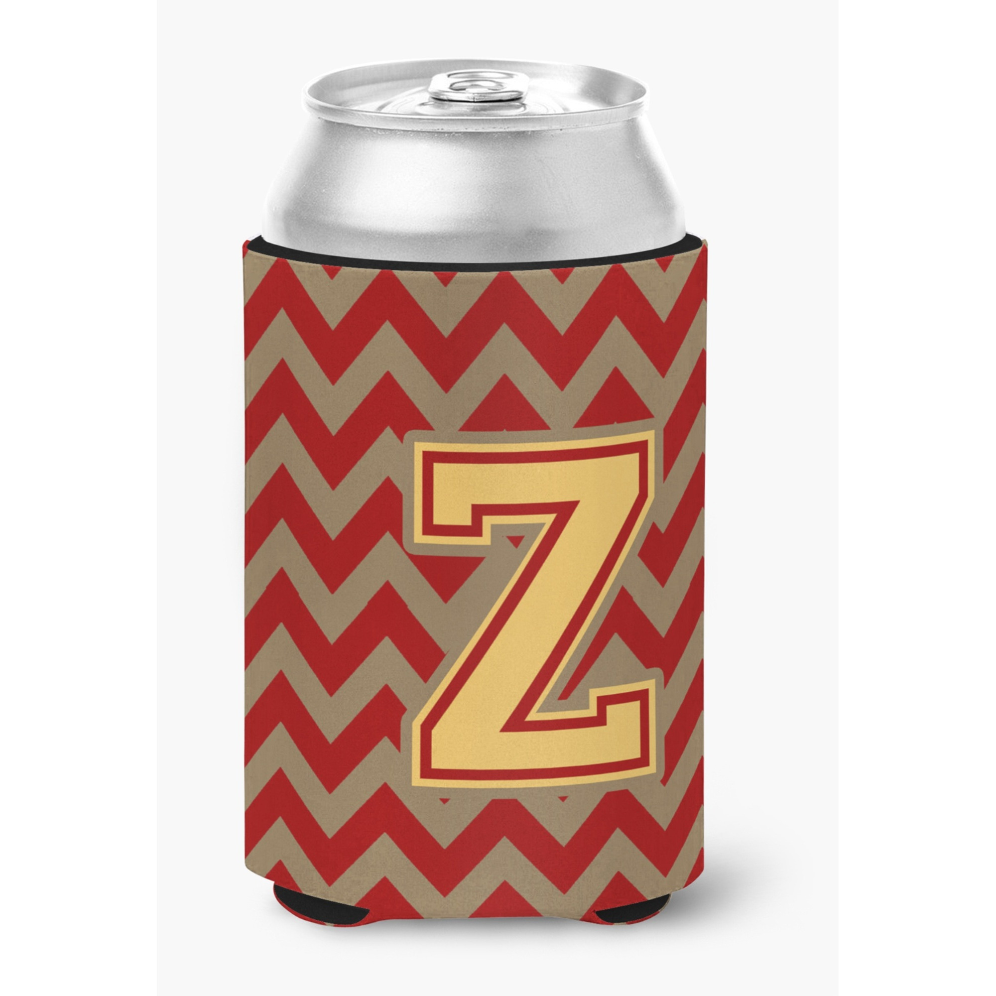 &quotCaroline's Treasures CJ1048-ZCC Letter Z Chevron Garnet and Gold Can or Bottle Hugger, Multicolor"