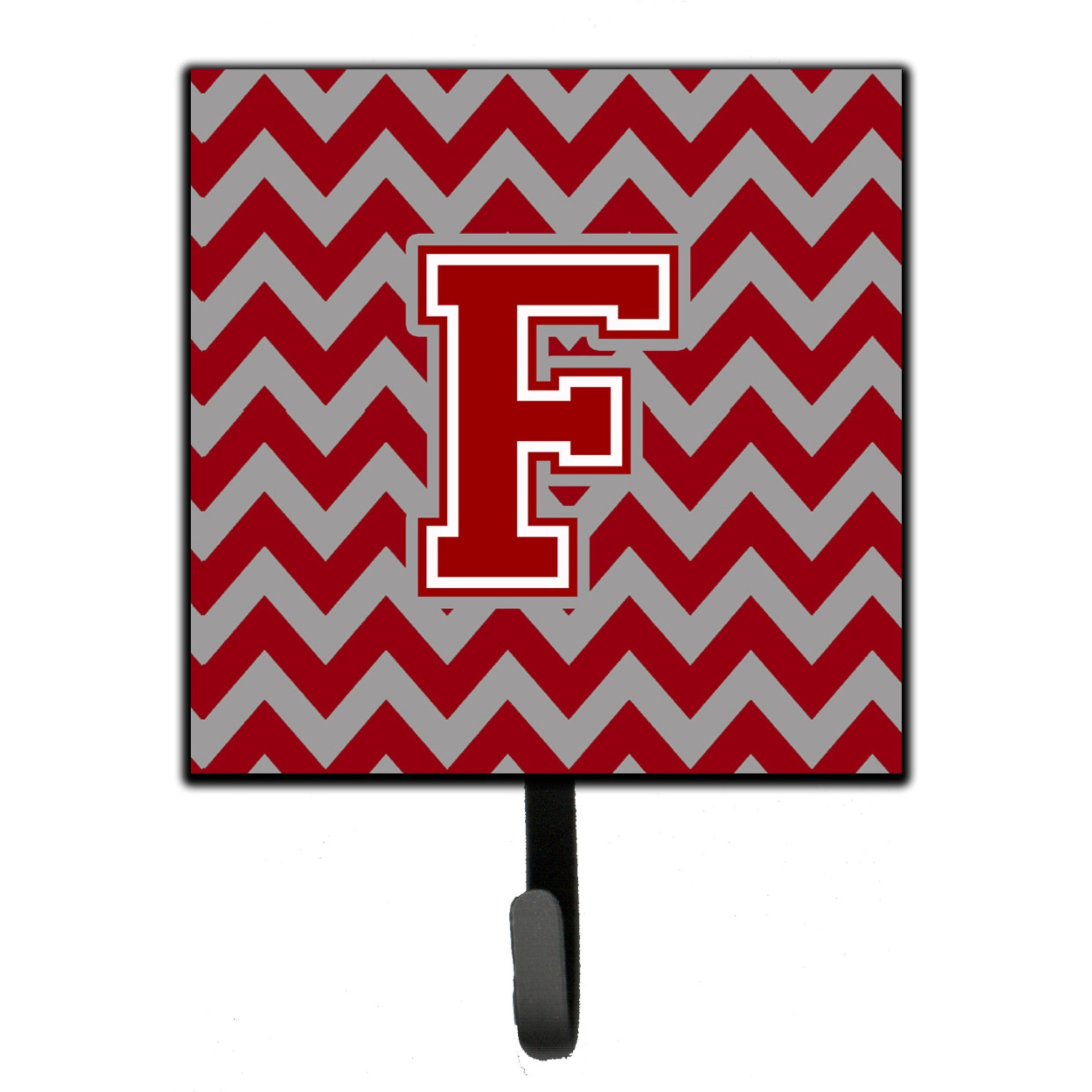 &quotCaroline's Treasures Letter F Chevron Maroon and White Leash or Key Holder CJ1049-FSH4, Small, Multicolor"