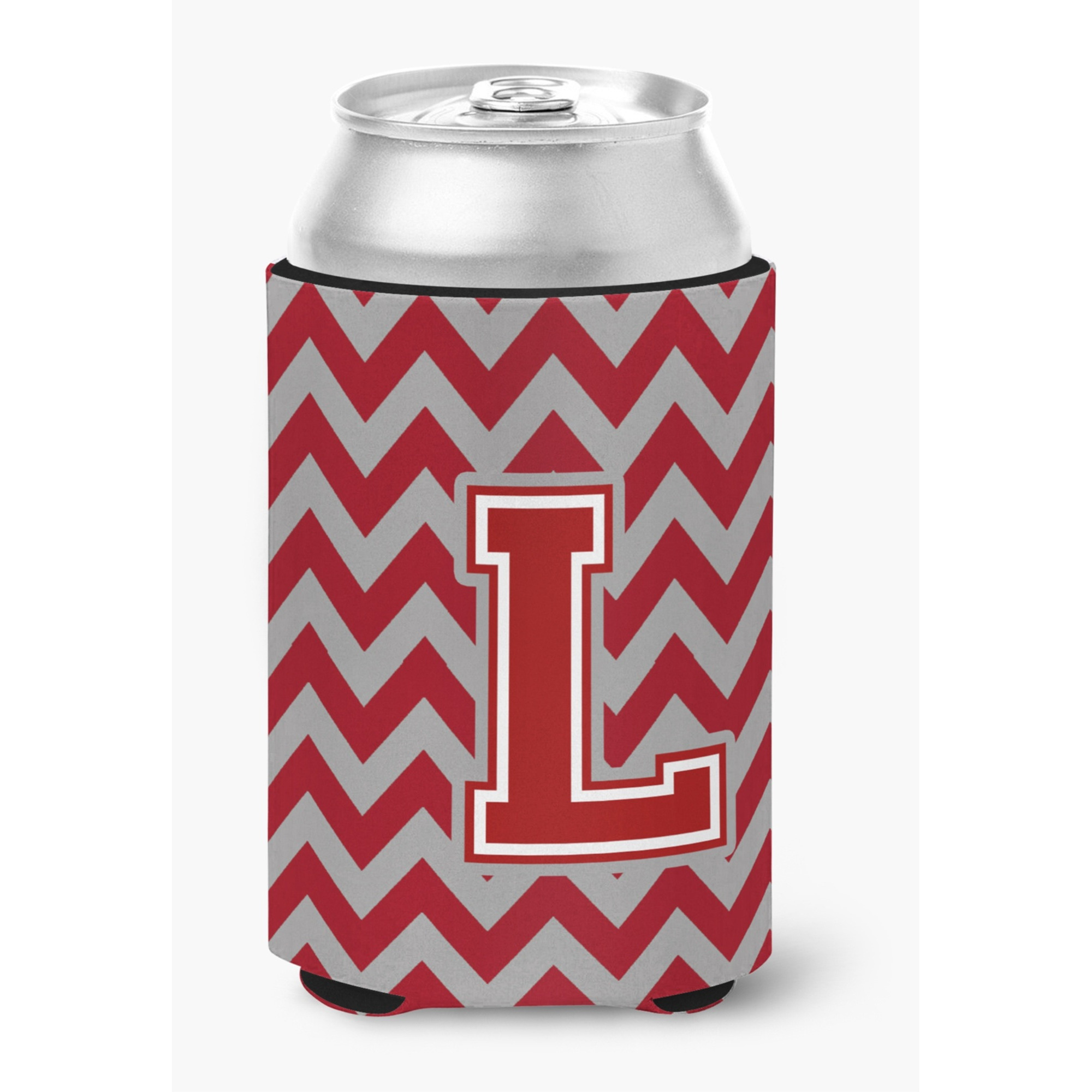 &quotCaroline's Treasures CJ1049-LCC Letter L Chevron Maroon and White Can or Bottle Hugger, Multicolor"