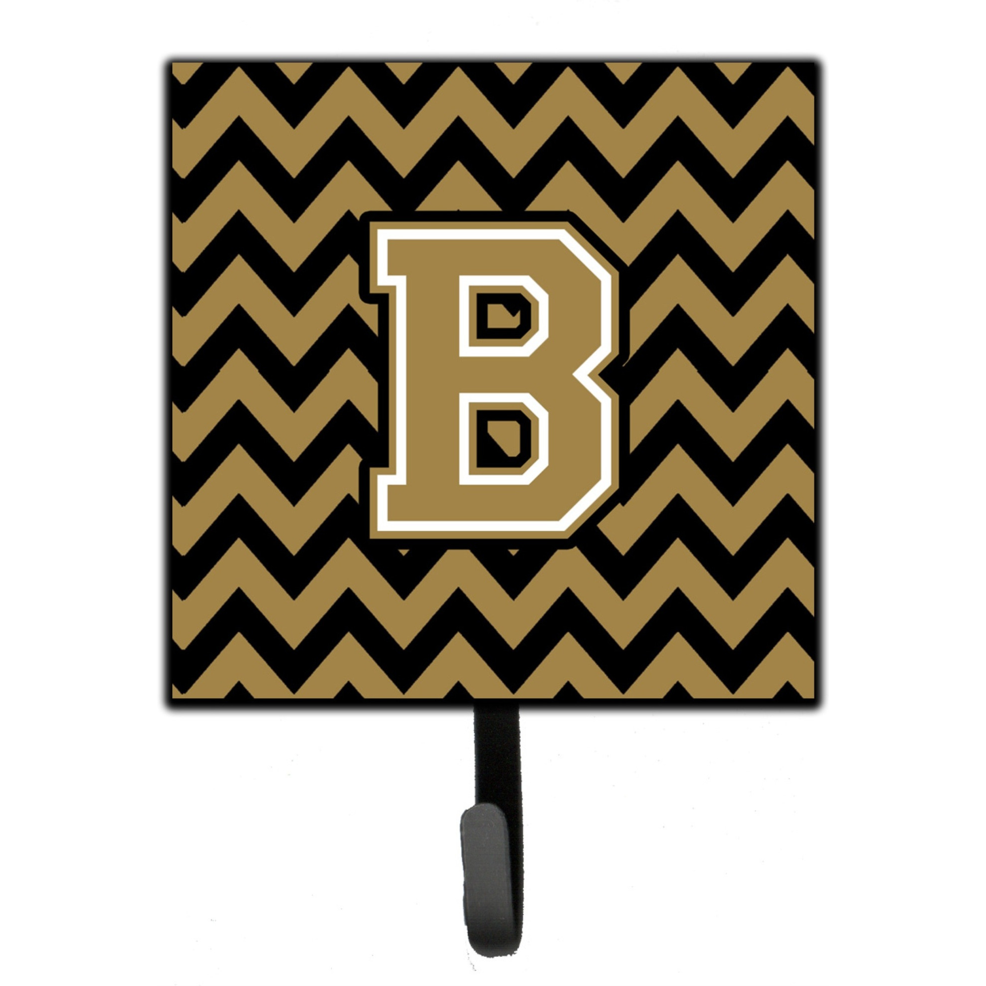 &quotCaroline's Treasures Letter B Chevron Black and Gold Leash or Key Holder CJ1050-BSH4, Small, Multicolor"