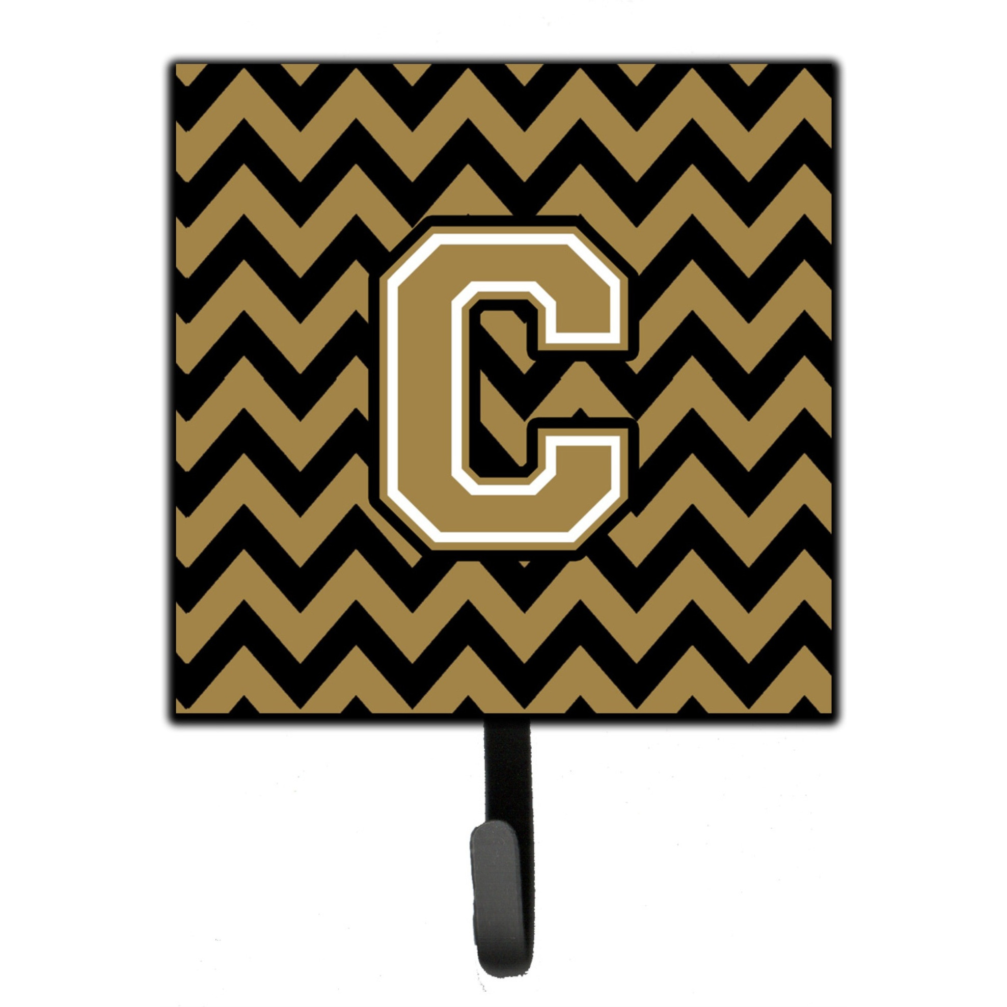 &quotCaroline's Treasures Letter C Chevron Black and Gold Leash or Key Holder CJ1050-CSH4, Small, Multicolor"