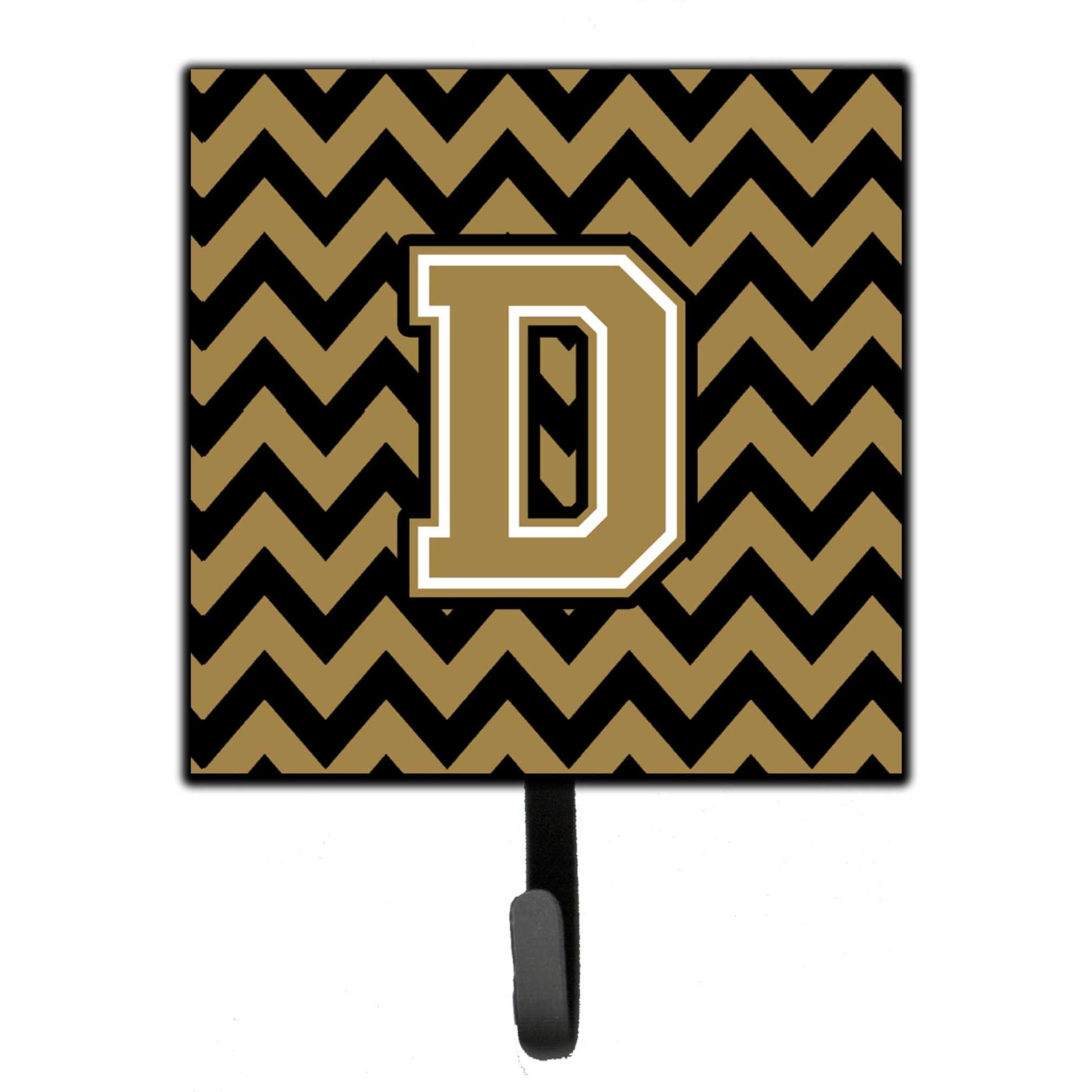 &quotCaroline's Treasures Letter D Chevron Black and Gold Leash or Key Holder CJ1050-DSH4, Small, Multicolor"